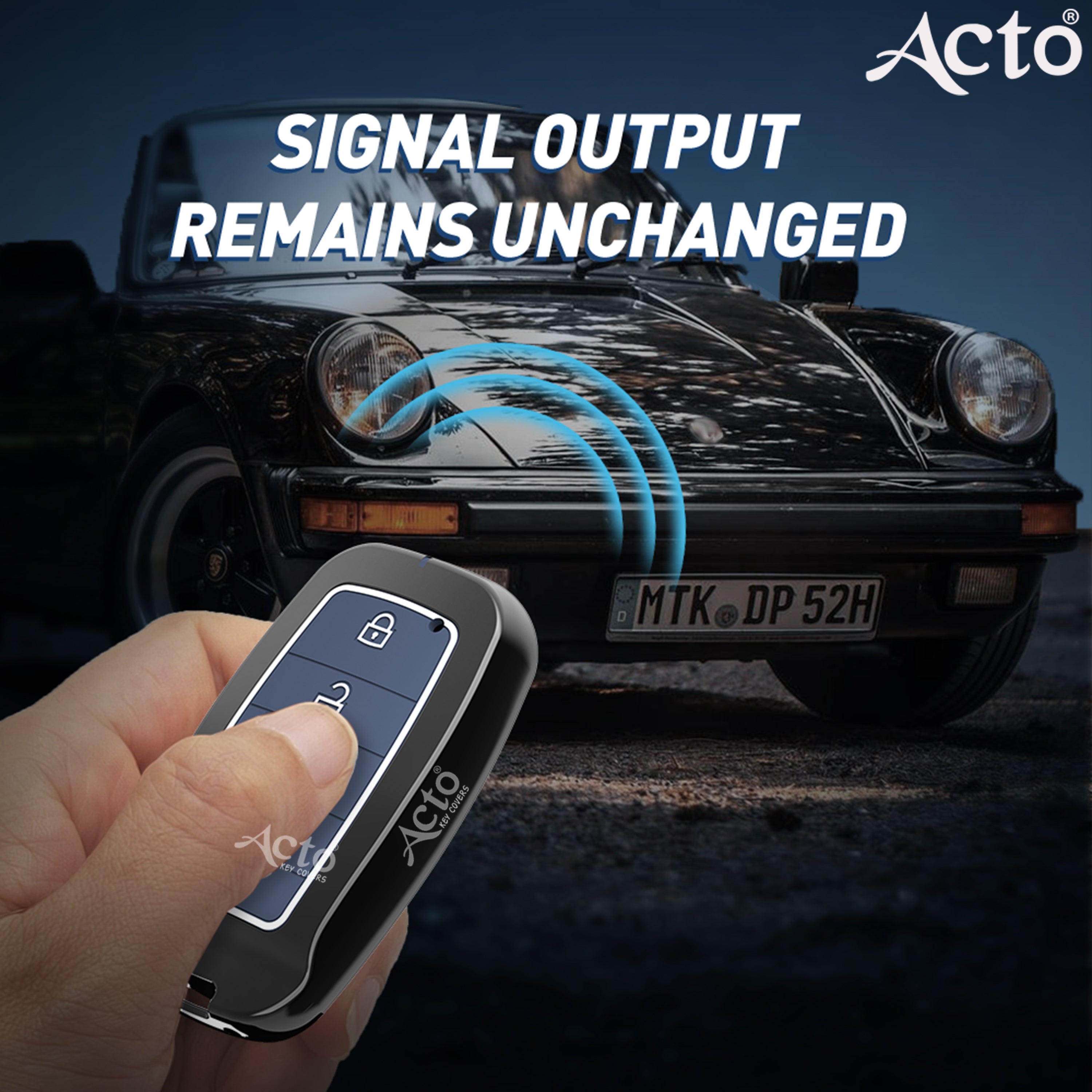 Acto Metal Sapphire Key Cover and Key chain Compatible with KIA Seltos & Sonet Pack of 1 Set (Glow in the Night)