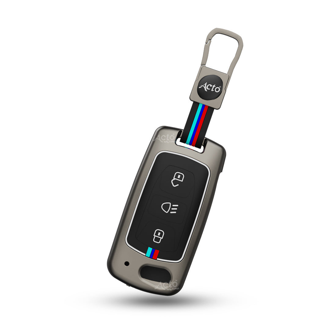 Acto Metal Sapphire Key Cover and Key chain Compatible with Tata Bolt I Nexon I Tigor I Hexa I Tiago I Zest Pack of 1 Set (Glow in the Night)