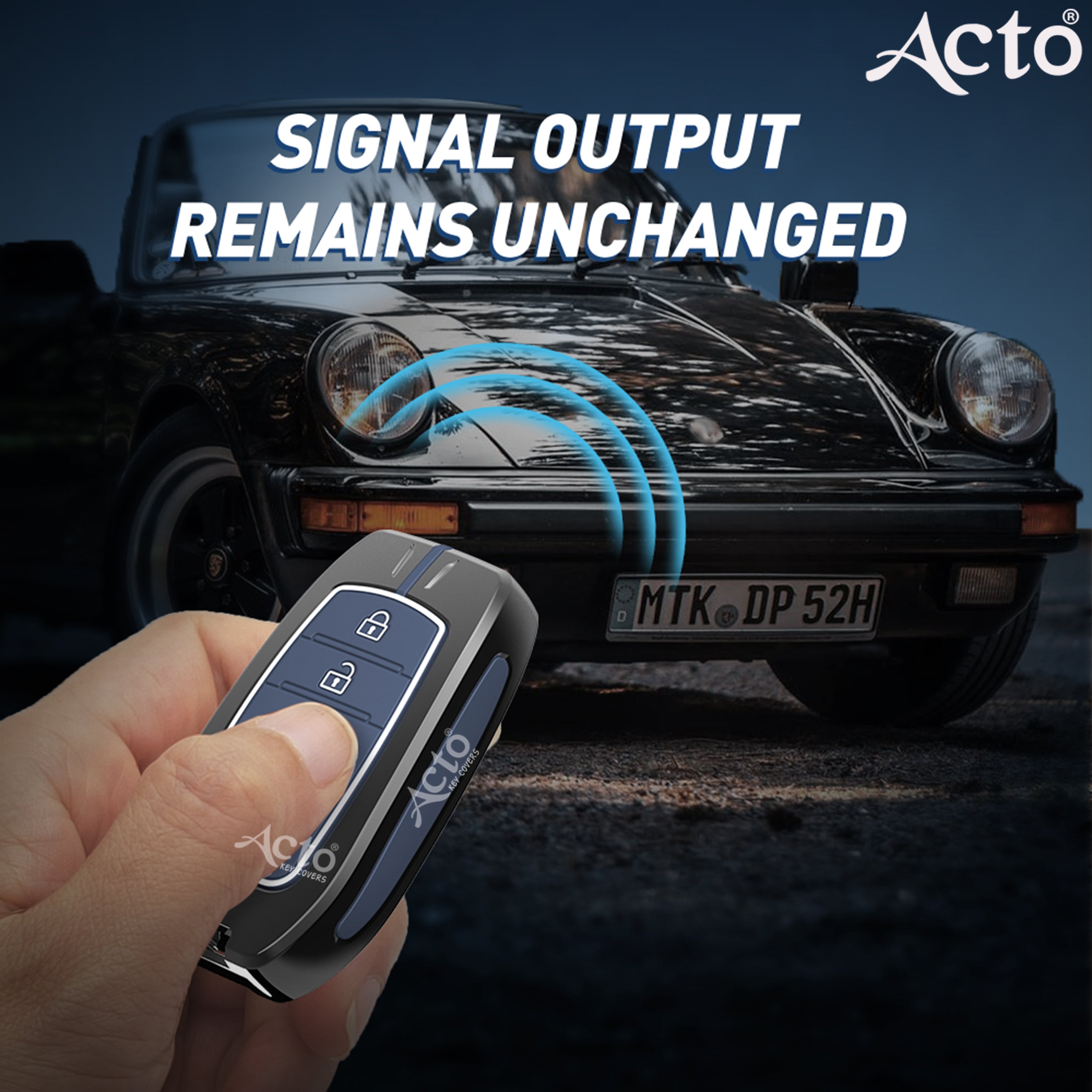 Acto Metal Sapphire Key Cover and Key chain Compatible with Toyota Crysta, Fortuner Pack of 1 Set (Glow in the Night)