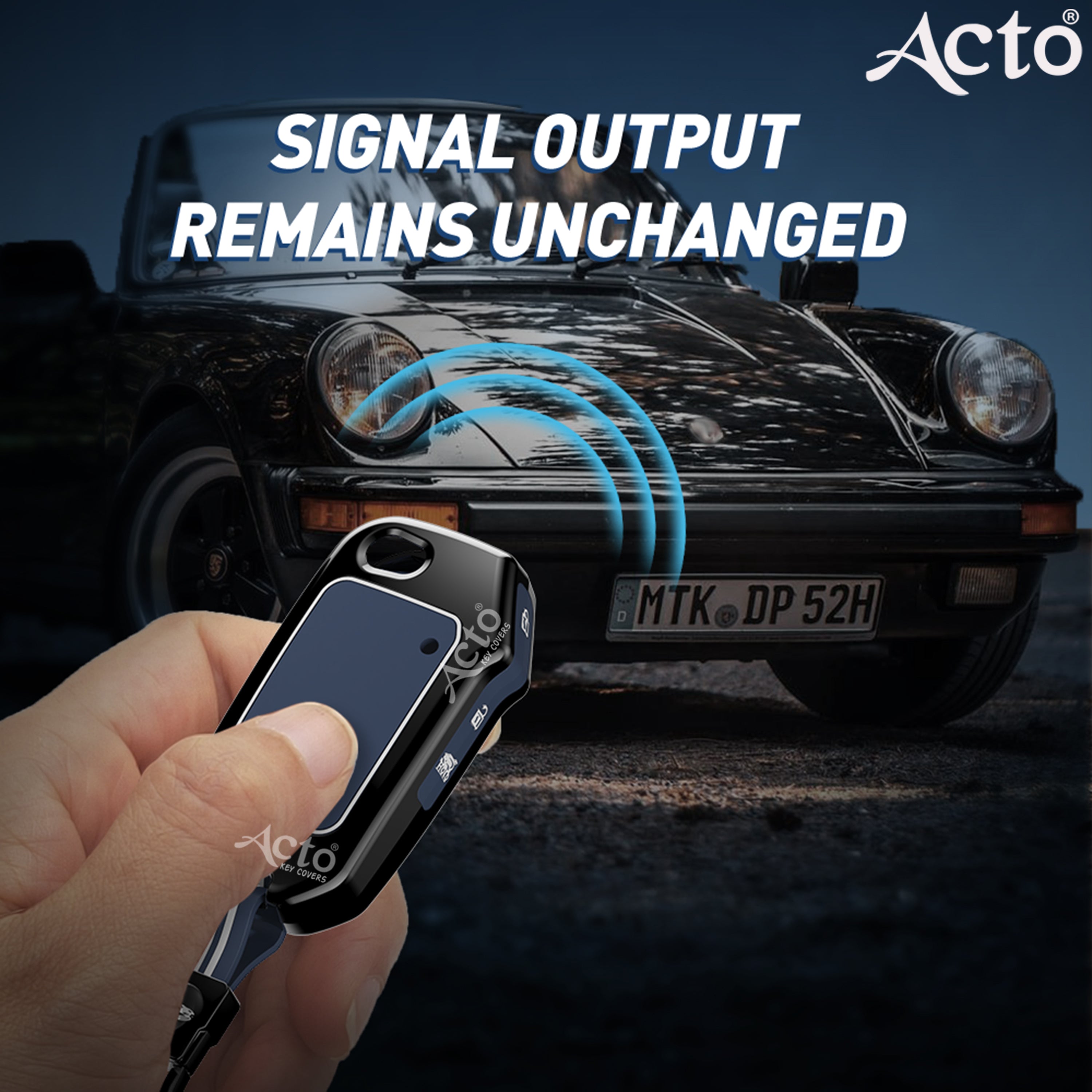 Acto Metal Sapphire Key Cover & Key Chain Compatible with Kia Seltos 2020, Sonet 2020 3 Button Flip Key | Premium Zinc Alloy Case | Glow in the Night Buttons | 360° Full Protection | Luxury Key Fob Cover | Pack of 1 Set