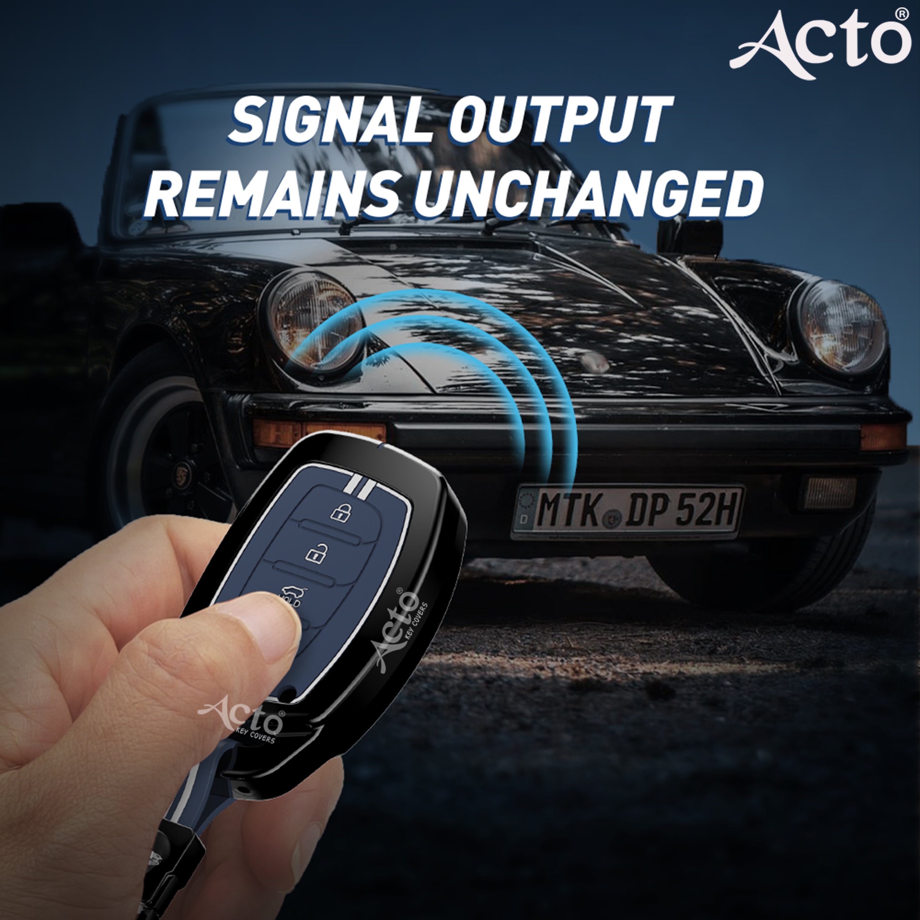 Acto Metal Sapphire Key Cover and Key chain Compatible with Hyundai Tucson I Creta I i20 (2021) I Elantra I Venue Pack of 1 Set (Glow in the Night)