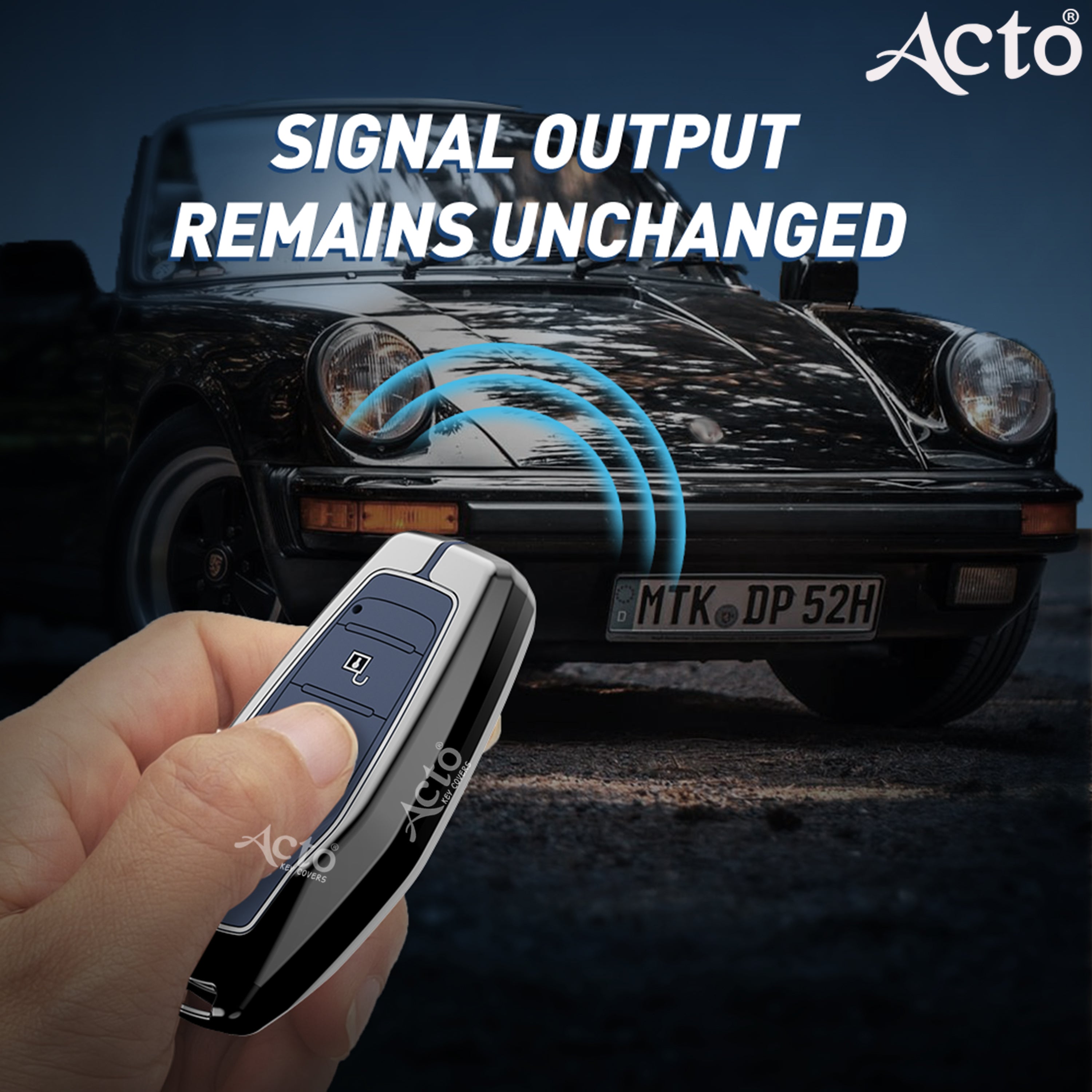 Acto Metal Sapphire Key Cover and Key chain Compatible with Mahindra Xuv500 Pack of 1 Set (Glow in the Night)
