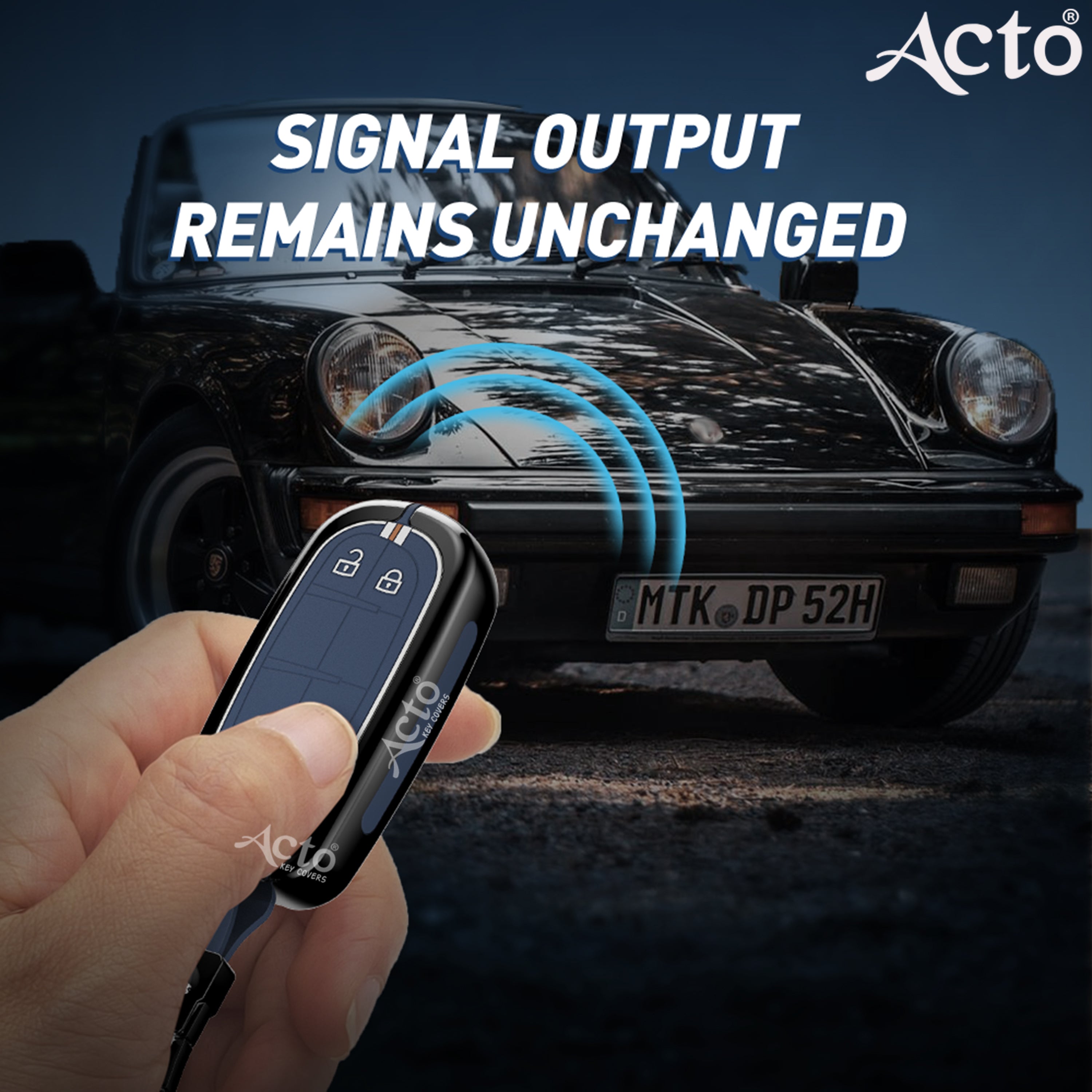 Acto Metal Sapphire Key Cover and Key chain Jeep Compass & Compass Trailhawk Compatible with  Pack of 1 Set (Glow in the Night)