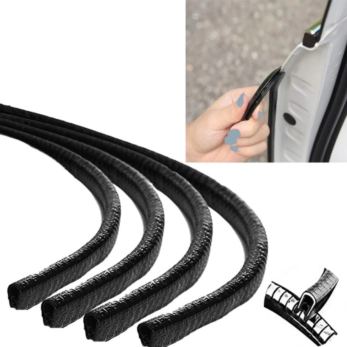5m Black Colour Car Door Sealing Strip Door Edge Trim Molding Seal Strip Protection Strips Sealing Anti-rub Car-styling