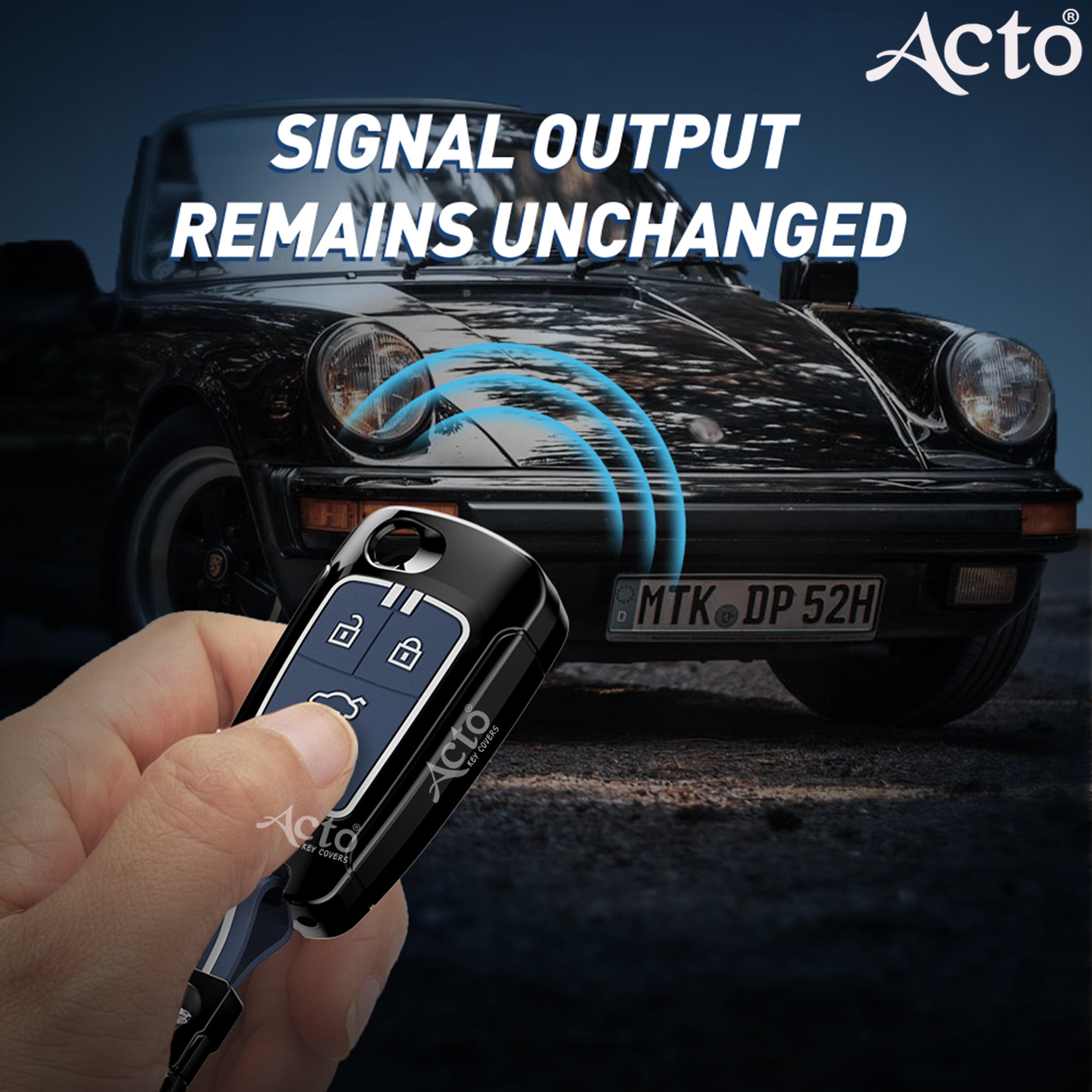 Acto Metal Sapphire Key Cover and Key chain Compatible with Chevrolet Cruze Pack of 1 Set (Glow in the Night)