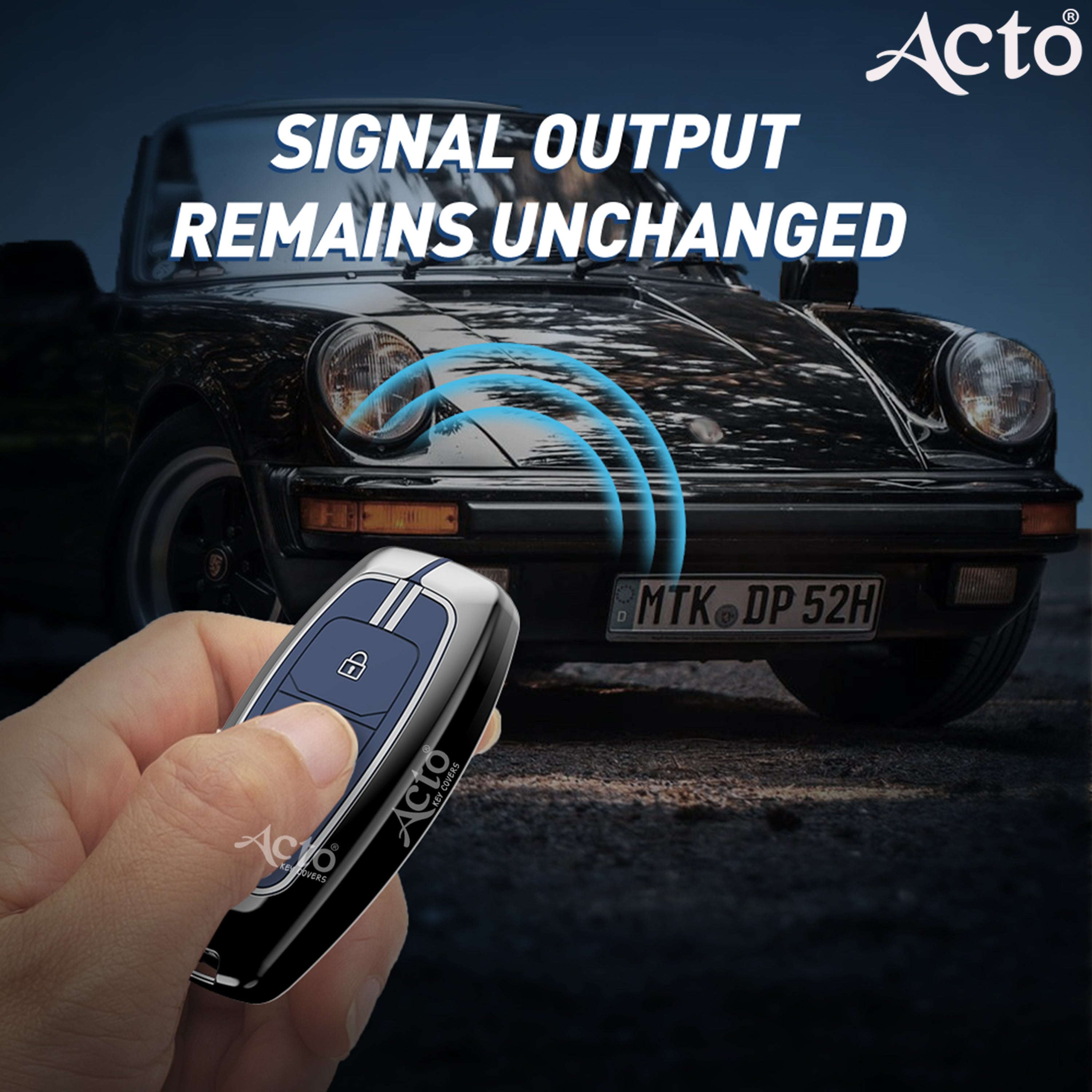 Acto Metal Sapphire Key Cover and Key chain Compatible with Hyundai Kona electric I Verna Pack of 1 Set (Glow in the Night)