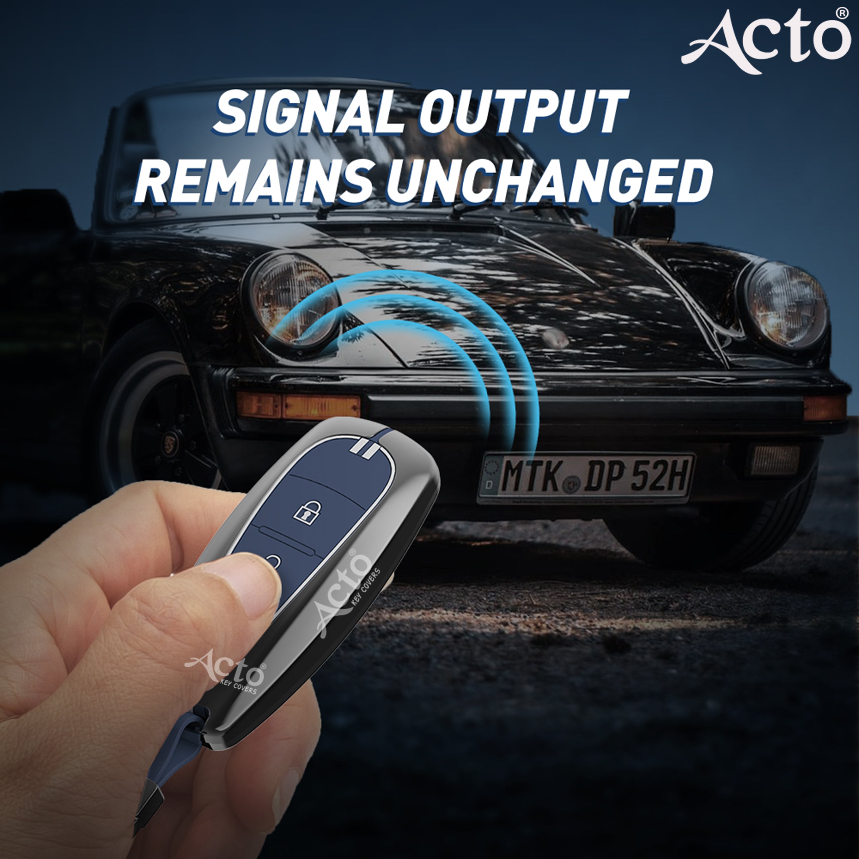 Acto Metal Sapphire Key Cover and Key chain Compatible with Suzuki Baleno I Breeza I Ciaz I Ignis I S-cross 2 Button Pack of 1 Set (Glow in the Night)