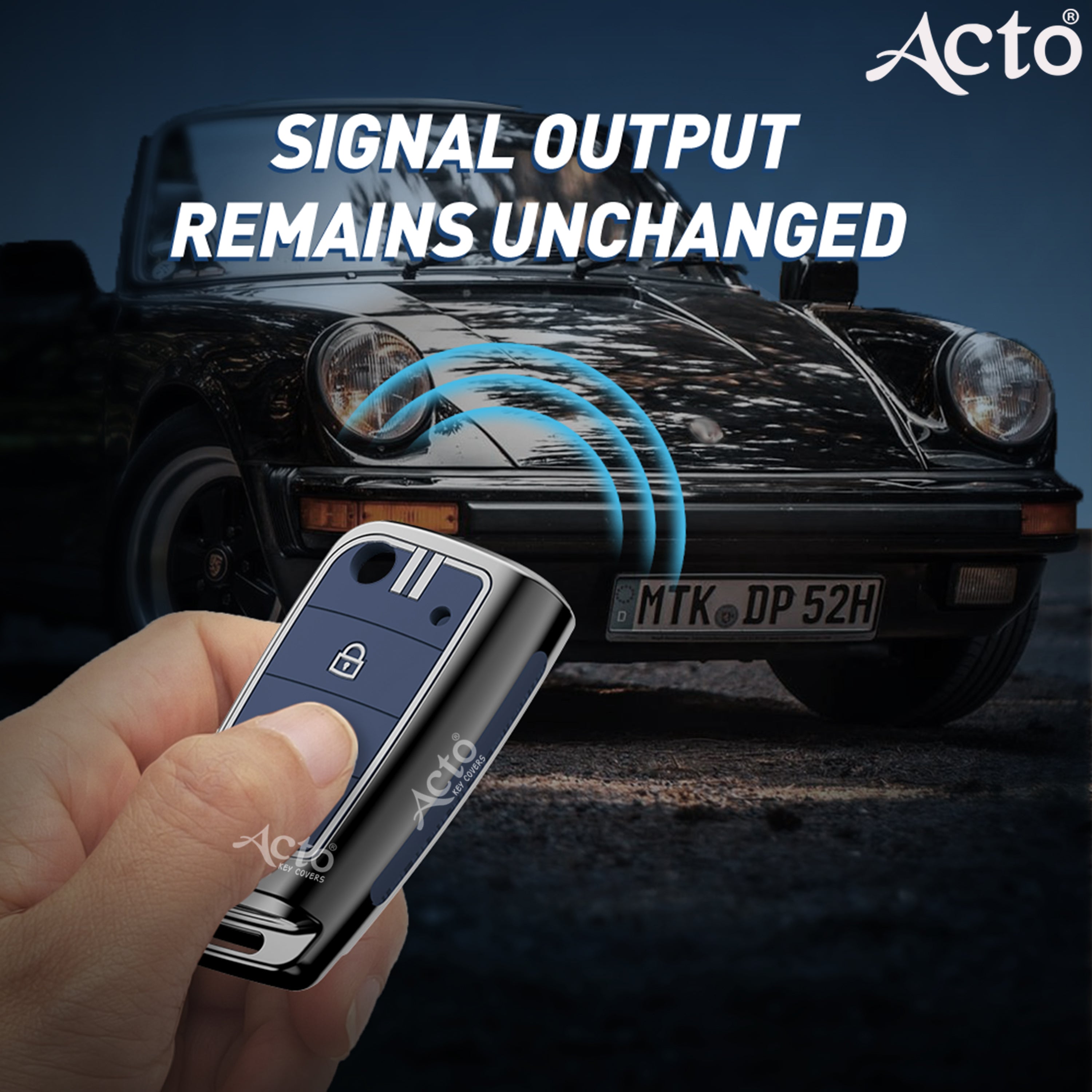 Acto Metal Sapphire Key Cover and Key chain Volkswagen & Škoda Ameo, Jetta, Octavia, Rapid, Vento, Fabia, Laura, Polo, Superb & Yeti Compatible with  Pack of 1 Set (Glow in the Night)