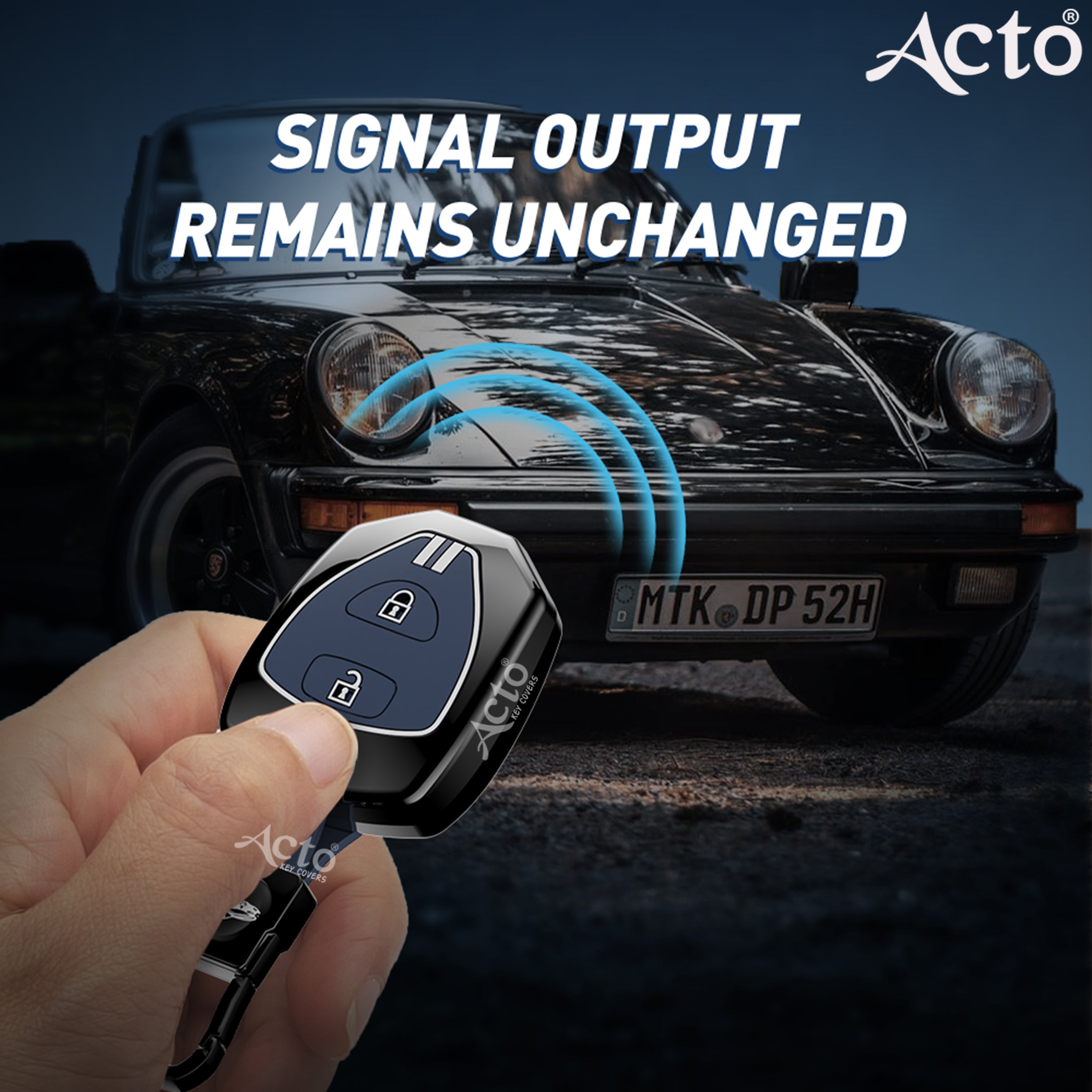 Acto Metal Sapphire Key Cover and Key chain Compatible with Toyota Camry, Corolla, Fortuner, Innova Pack of 1 Set (Glow in the Night)