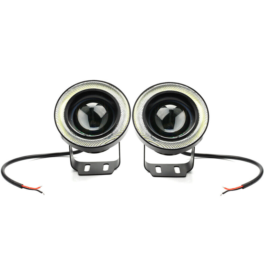 Car Fog Lamp Angel Eye LED DRL Projector Cob Light 89mm set of 2 Pieces