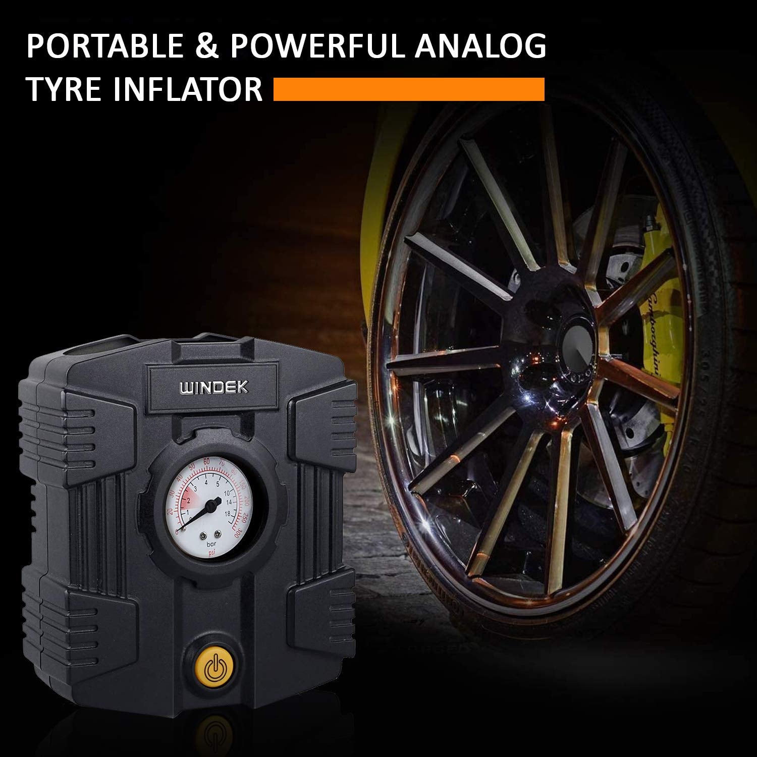 Windek 1501 Analog Tyre Inflator Multi-Purpose Air Pump with Compact Design & Speedy Inflation