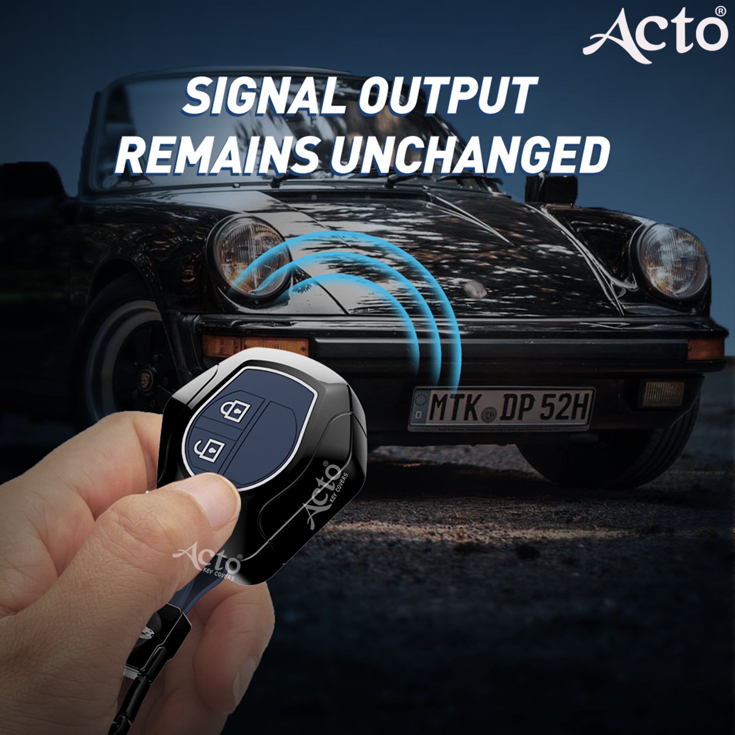Acto Metal Sapphire Key Cover and Key chain Compatible with Suzuki Swift I Alto I Alto K-10 I Alto 800 I Baleno I Breeza I Celerio I Dzire I Ciaz I Ignis I S-cross I Ertiga I XL-6 I Spresso I Ritz I SX4 I WagonR Pack of 1 Set (Glow in the Night)