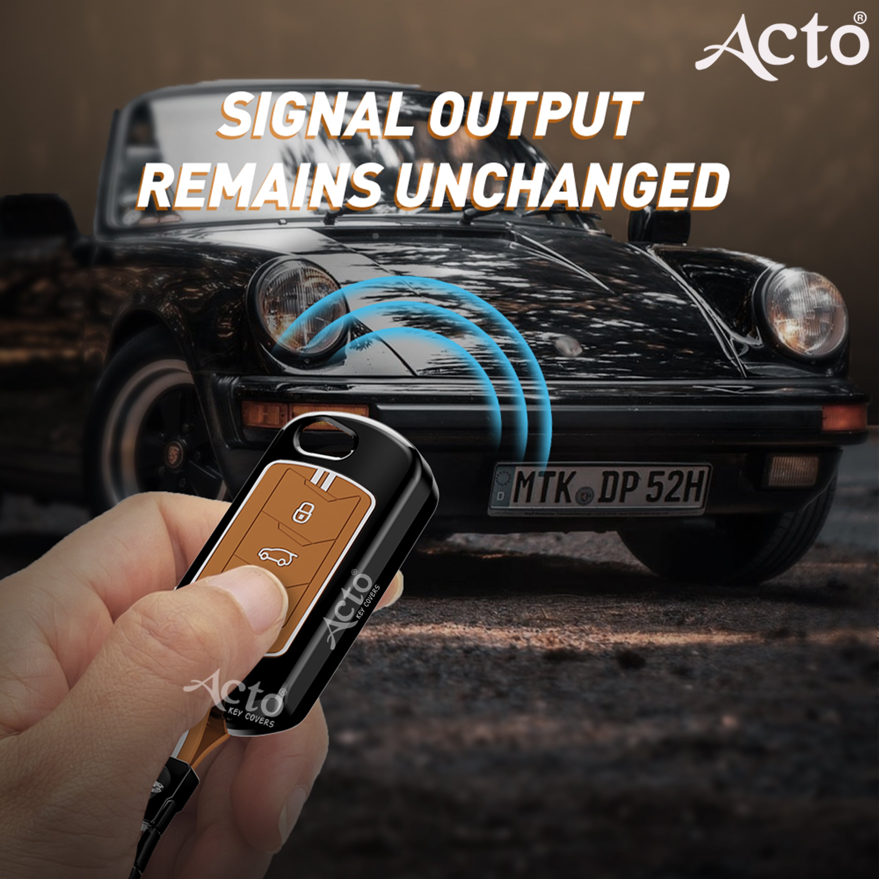 Acto Metal Sapphire Key Cover and Key chain Compatible with Tata Bolt I Nexon I Tigor I Hexa I Tiago I Zest Pack of 1 Set (Glow in the Night)