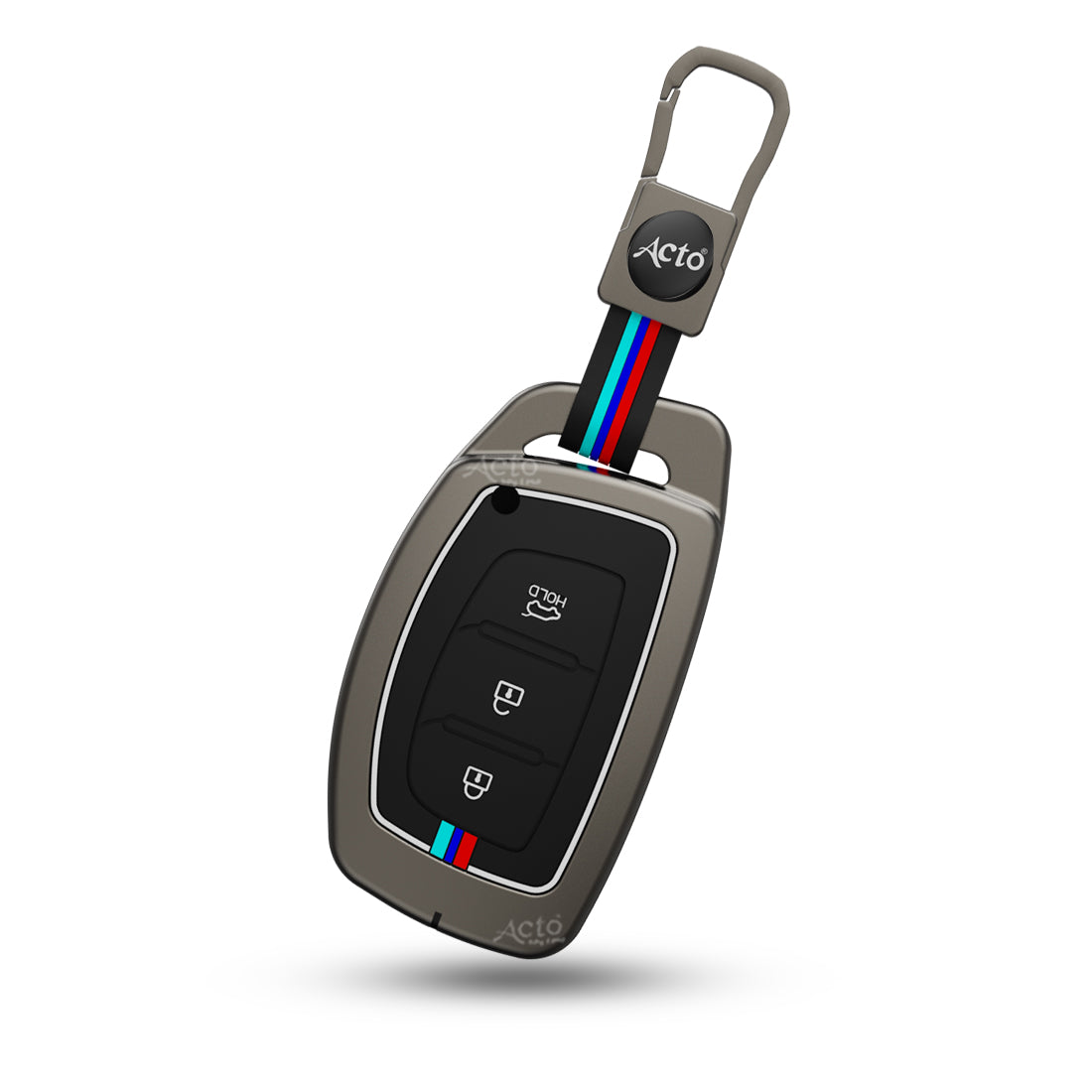 Acto Metal Sapphire Key Cover and Key chain Compatible with Hyudai  Aura I Elantra I I10 Grand Nios I i20 Elite I Verna 4S I Creta I i10 Grand I i20 Active I Tucson I Xcent Pack of 1 Set (Glow in the Night)