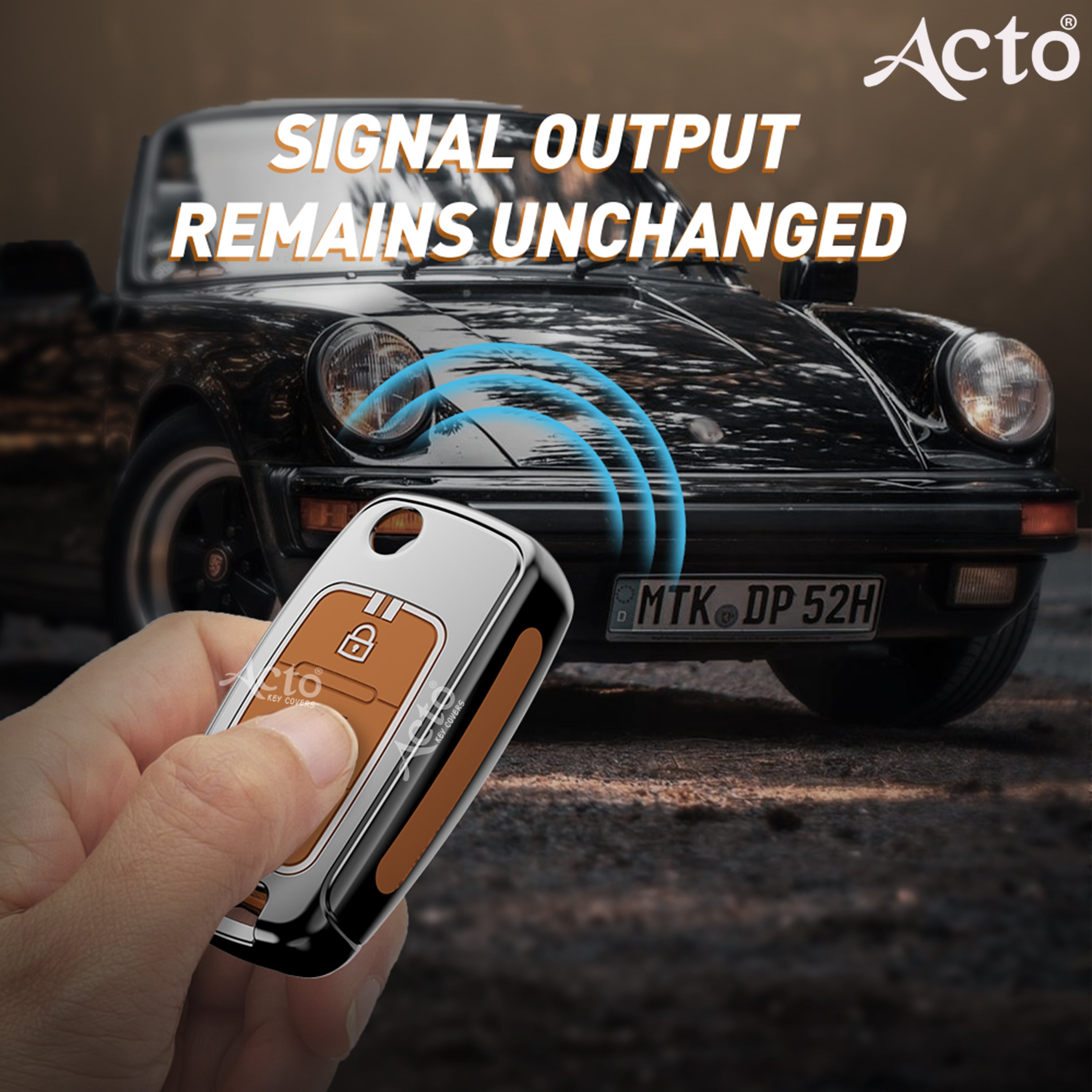 Acto Metal Sapphire Key Cover and Key chain Volkswagen & Škoda Ameo, Jetta, Octavia, Rapid, Vento, Fabia, Laura, Polo, Superb & Yeti Compatible with  Pack of 1 Set (Glow in the Night)