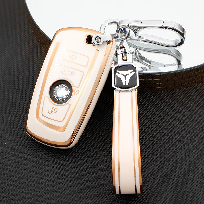 Acto TPU Gold Series Car Key Cover With TPU Gold Key Chain For BMW X6