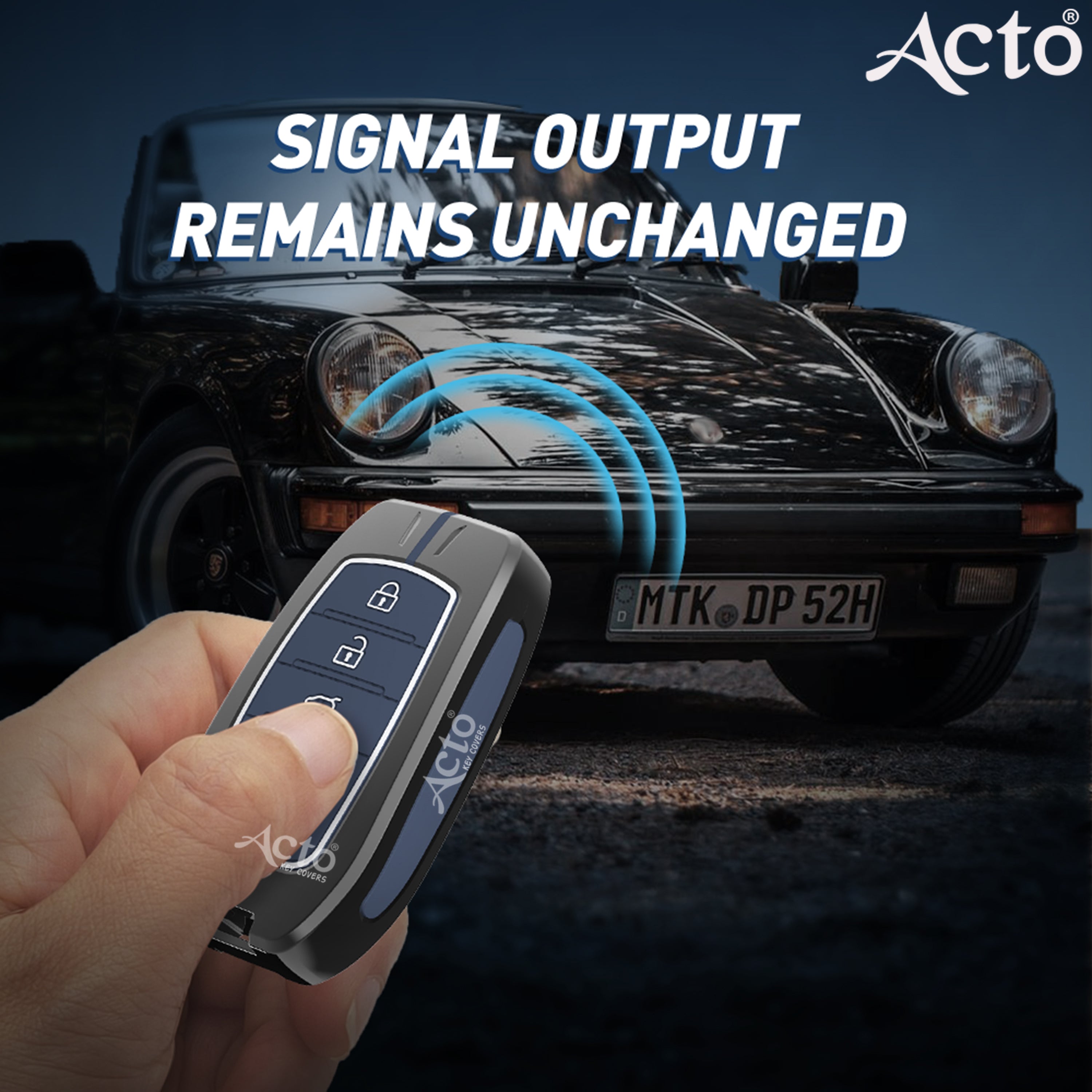 Acto Metal Sapphire Key Cover and Key chain Compatible with Toyota Crysta, Fortuner Pack of 1 Set (Glow in the Night)