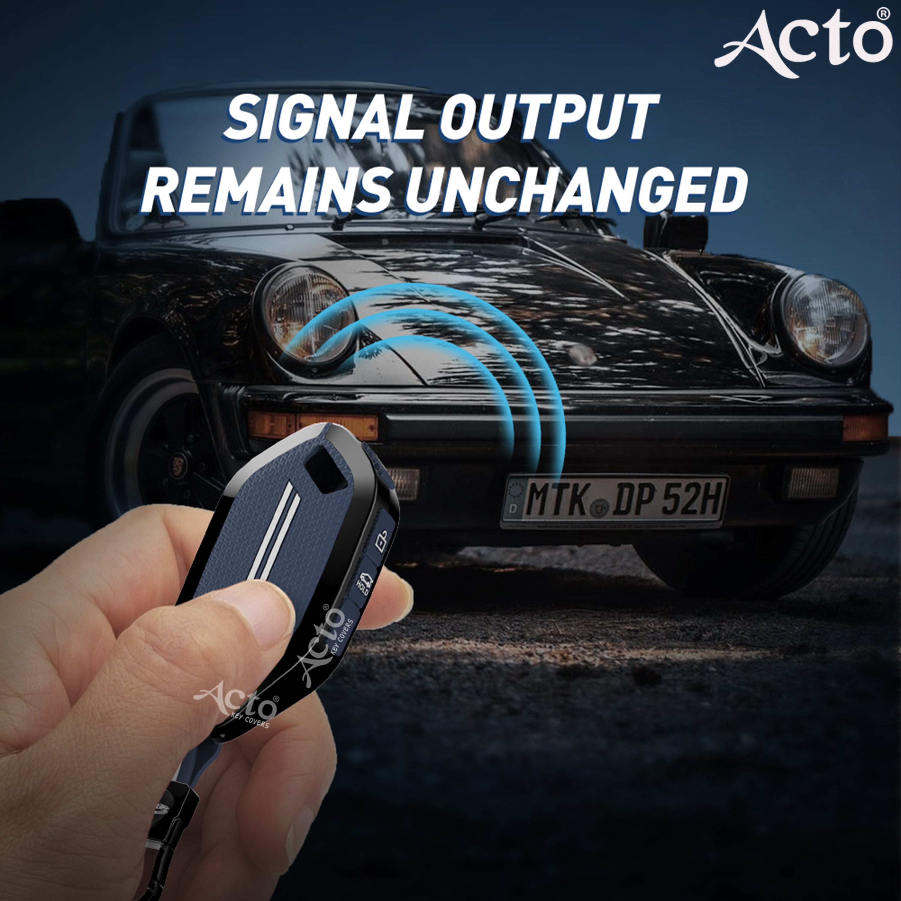 Acto Metal Sapphire Key Cover & Key Chain Compatible with Kia Syros 2025 & Seltos 2026 4-Button Smart Key | Premium Zinc Alloy Case | Glow in the Night Buttons | 360° Full Protection | Luxury Key Fob Cover | Pack of 1 Set