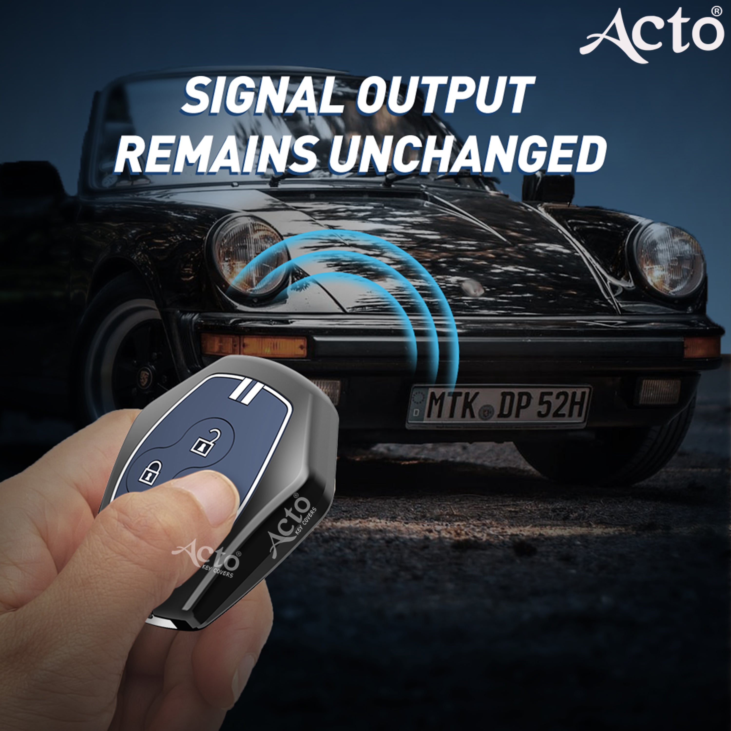 Acto Metal Sapphire Key Cover and Key chain Renault Duster, Lodgy, Logan & Verito Compatible with  Pack of 1 Set (Glow in the Night)