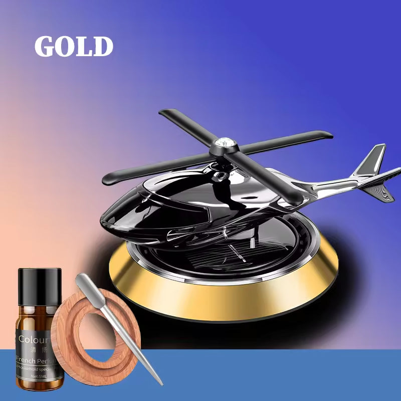 Solar Powered Rotating Helicopter Aromacure Furnishing Air Freshener Tablet for Car Interior