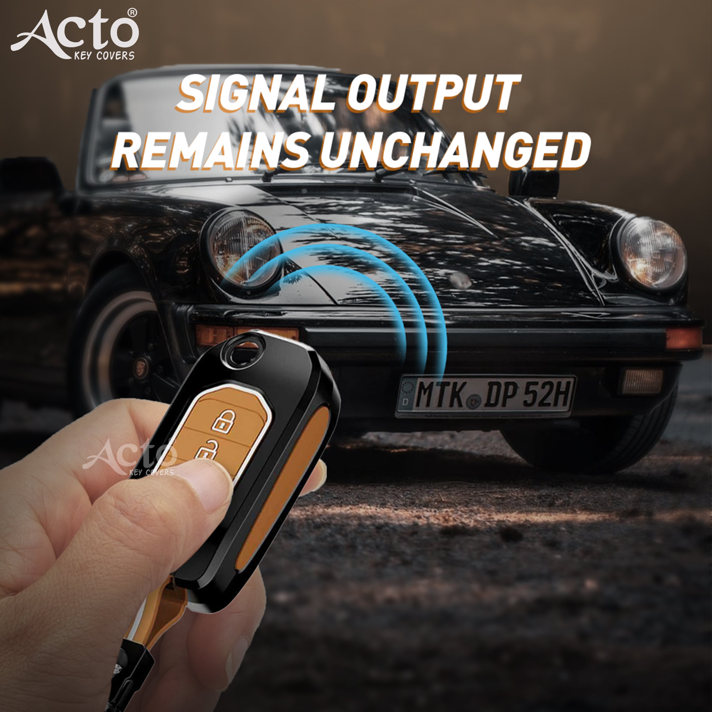 Acto Metal Sapphire Key Cover and Key chain Compatible with Honda City, WR-V, Jazz Pack of 1 Set (Glow in the Night)