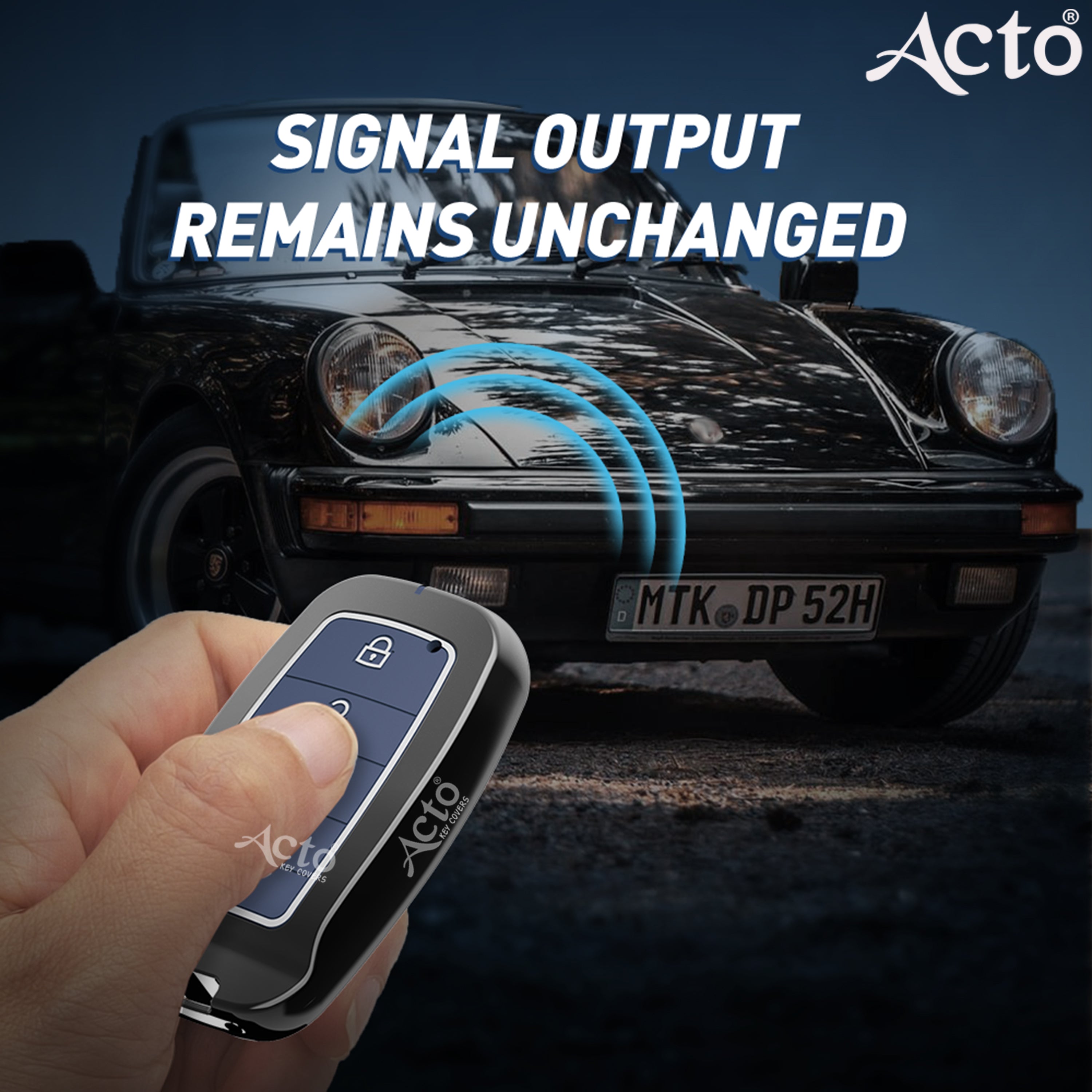 Acto Metal Sapphire Key Cover and Key chain Compatible with KIA Seltos & Sonet Pack of 1 Set (Glow in the Night)