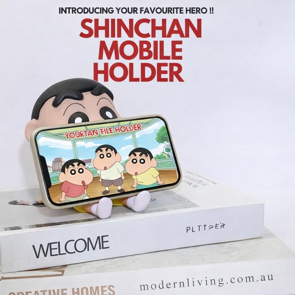 Acto Cute Shin-Chan Mobile & Tablet Holder Phone Stand for Desk, Flexible and Portable Mobile Support for Home or Office Use Character Phone Holder Stand, Desktop Mobile Stand, Red and Yellow