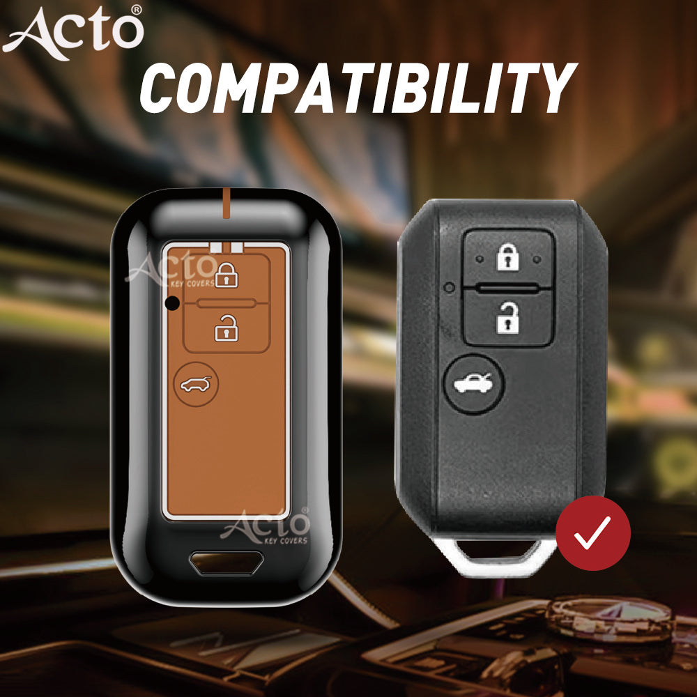 Acto Metal Sapphire Key Cover and Key chain Compatible with Suzuki New Dzire I New Ertiga Pack of 1 Set (Glow in the Night)
