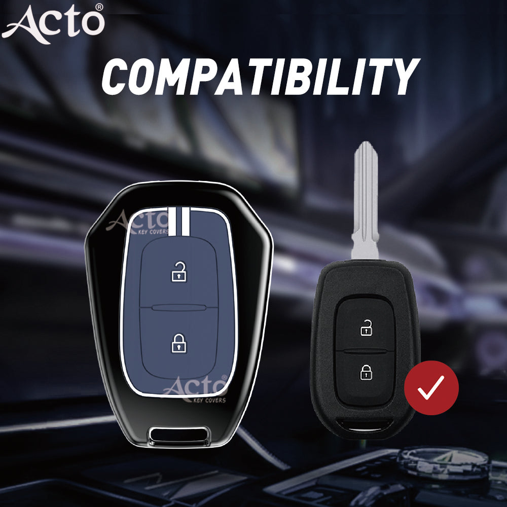 Acto Metal Sapphire Key Cover and Key chain Renault Duster, Kwid & Triber Compatible with  Pack of 1 Set (Glow in the Night)