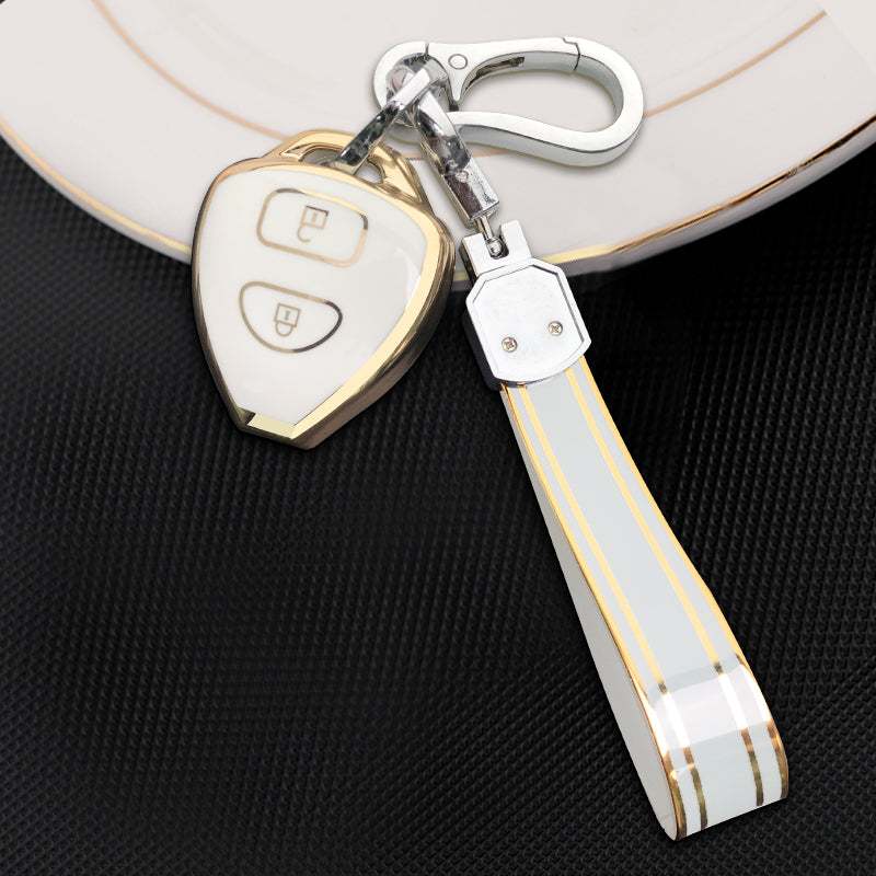 Acto TPU Gold Series Car Key Cover With TPU Gold Key Chain For Toyota Corolla