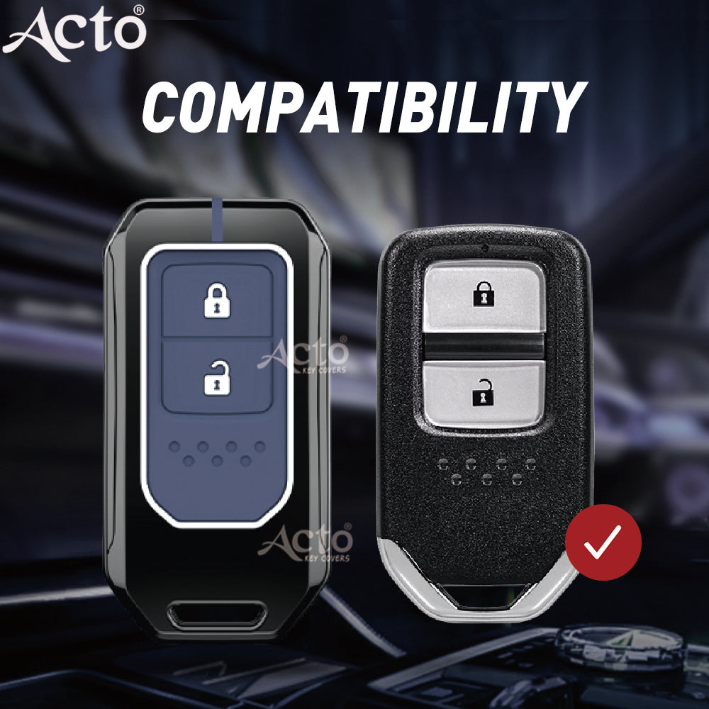 Acto Metal Sapphire Key Cover and Key chain Compatible with Honda BR-V Pack of 1 Set (Glow in the Night)