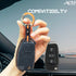 ACTO Alcantra Key Cover and Key Chain in Dashing Blue Cover and Orange Sticking Design Compatible with Audi