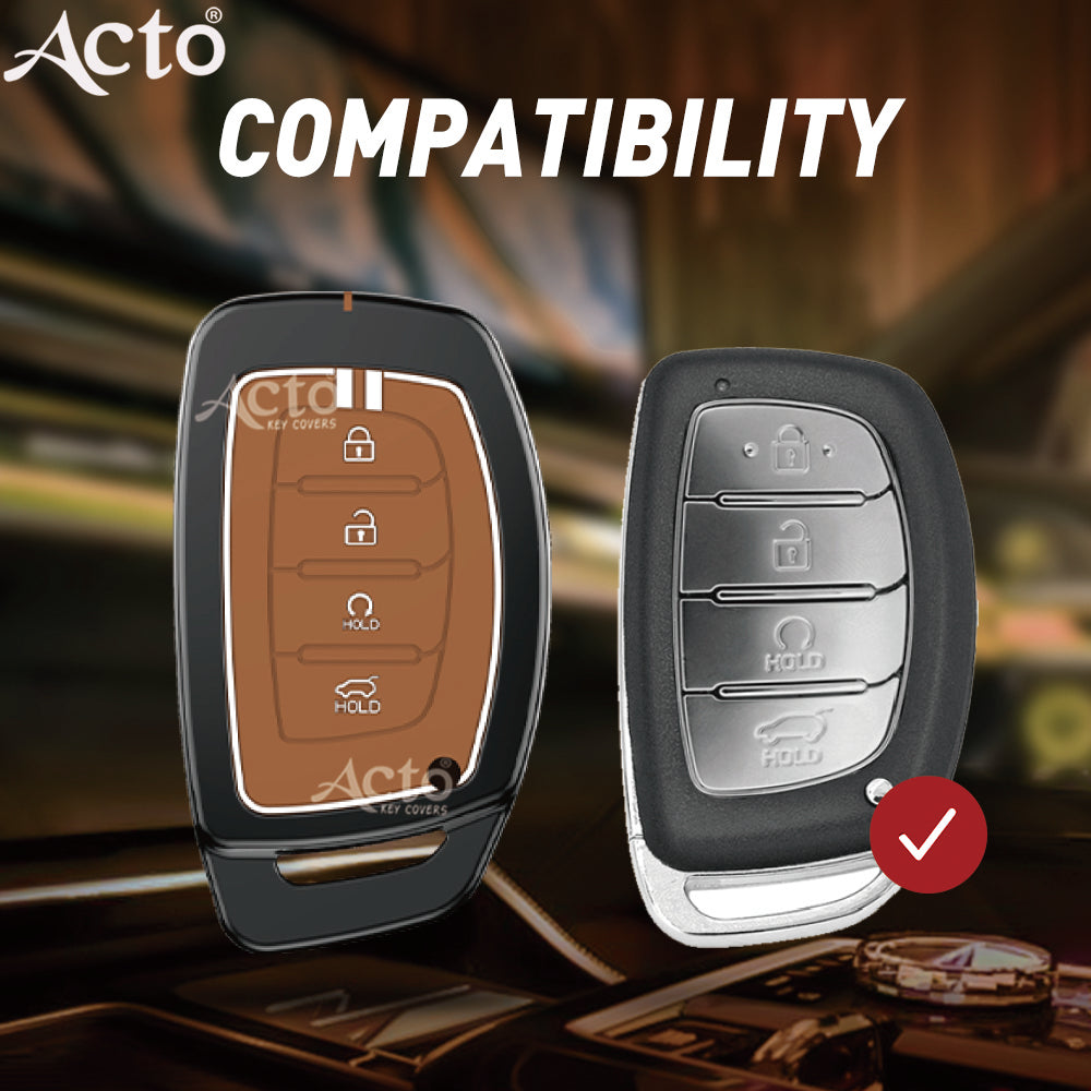 Acto Metal Sapphire Key Cover and Key chain Compatible with Hyundai Creta 2021 I Alacazar I Venue I Tucson Pack of 1 Set (Glow in the Night)