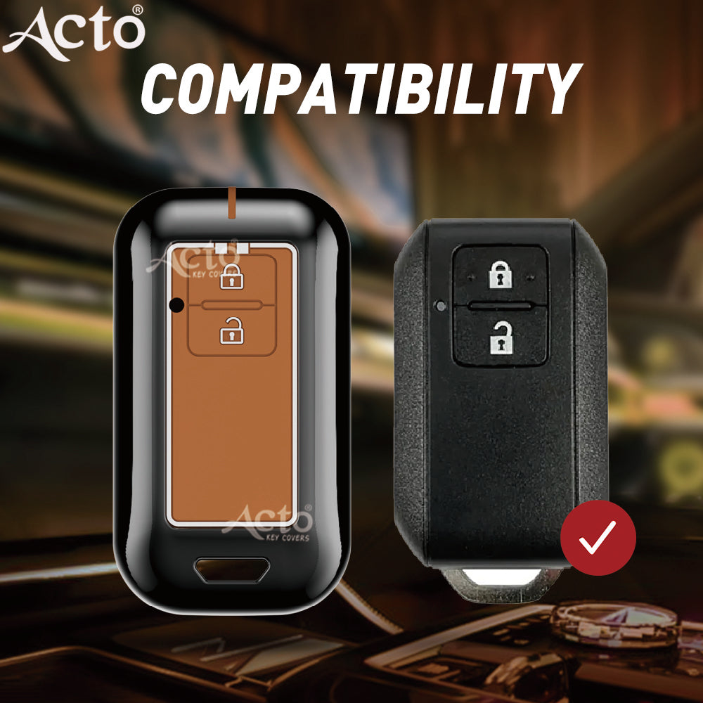 Acto Metal Sapphire Key Cover and Key chain Compatible with Suzuki New Baleno I New Swift I New Dzire I New Ertiga I XL6 Pack of 1 Set (Glow in the Night)