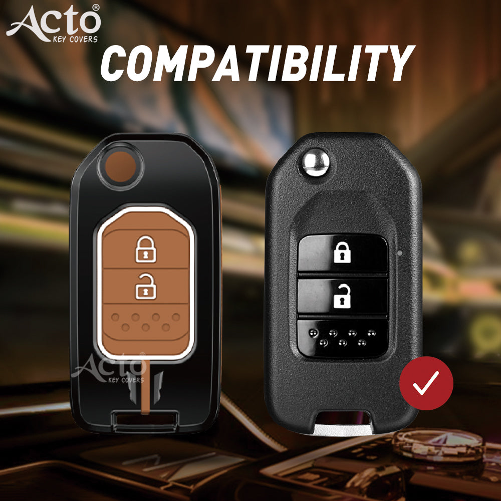 Acto Metal Sapphire Key Cover and Key chain Compatible with Honda City, WR-V, Jazz Pack of 1 Set (Glow in the Night)