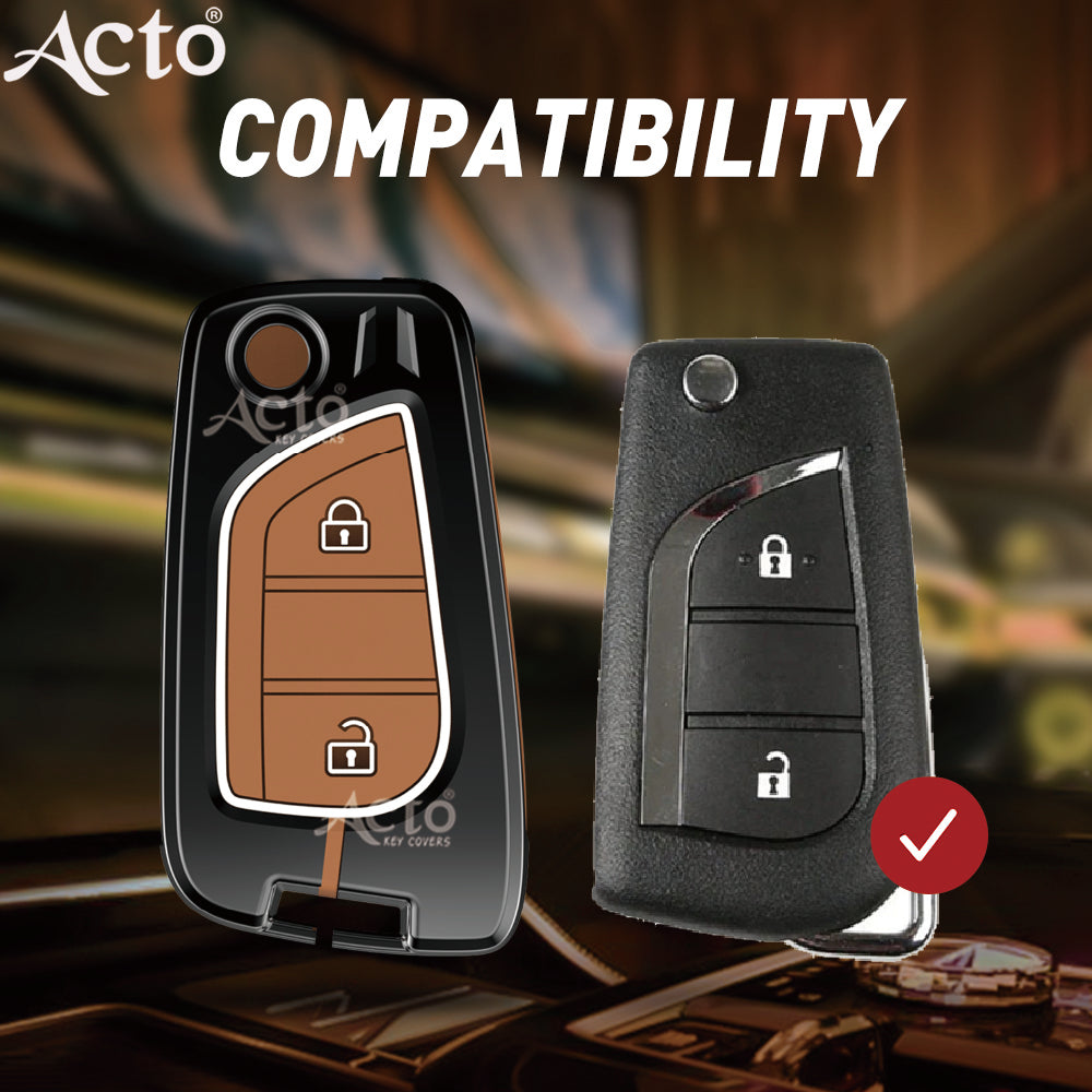 Acto Metal Sapphire Key Cover and Key chain Compatible with Toyota Corolla Altis and Innova Crysta Pack of 1 Set (Glow in the Night)