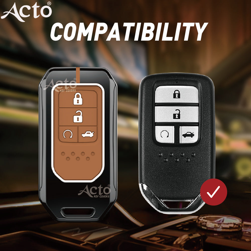 Acto Metal Sapphire Key Cover and Key chain Compatible with Honda Accord, Civic, WR-V, BR-V, CR-V, City, Jazz Pack of 1 Set (Glow in the Night)