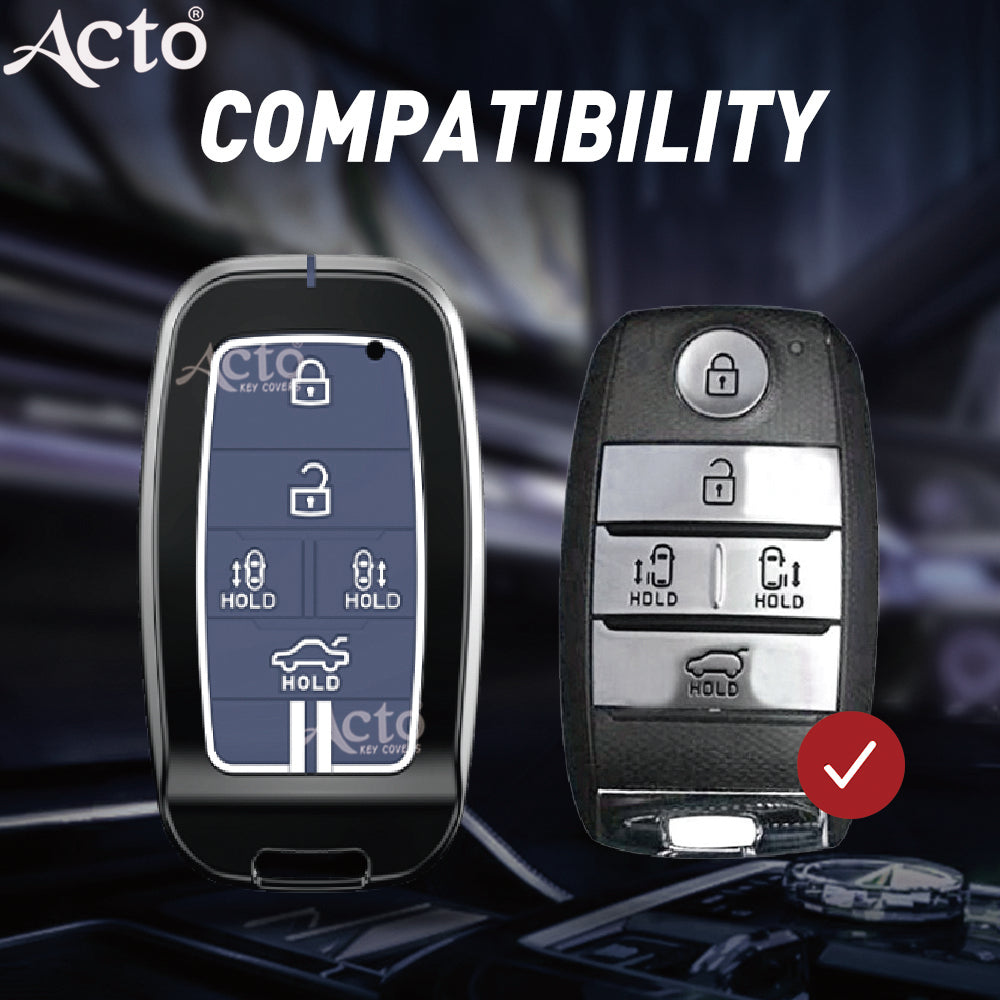 Acto Metal Sapphire Key Cover and Key chain KIA Carnival Compatible with  Pack of 1 Set (Glow in the Night)