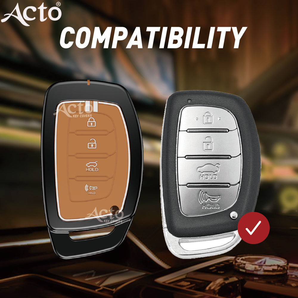 Acto Metal Sapphire Key Cover and Key chain Compatible with Hyundai Tucson I Creta I i20 (2021) I Elantra I Venue Pack of 1 Set (Glow in the Night)