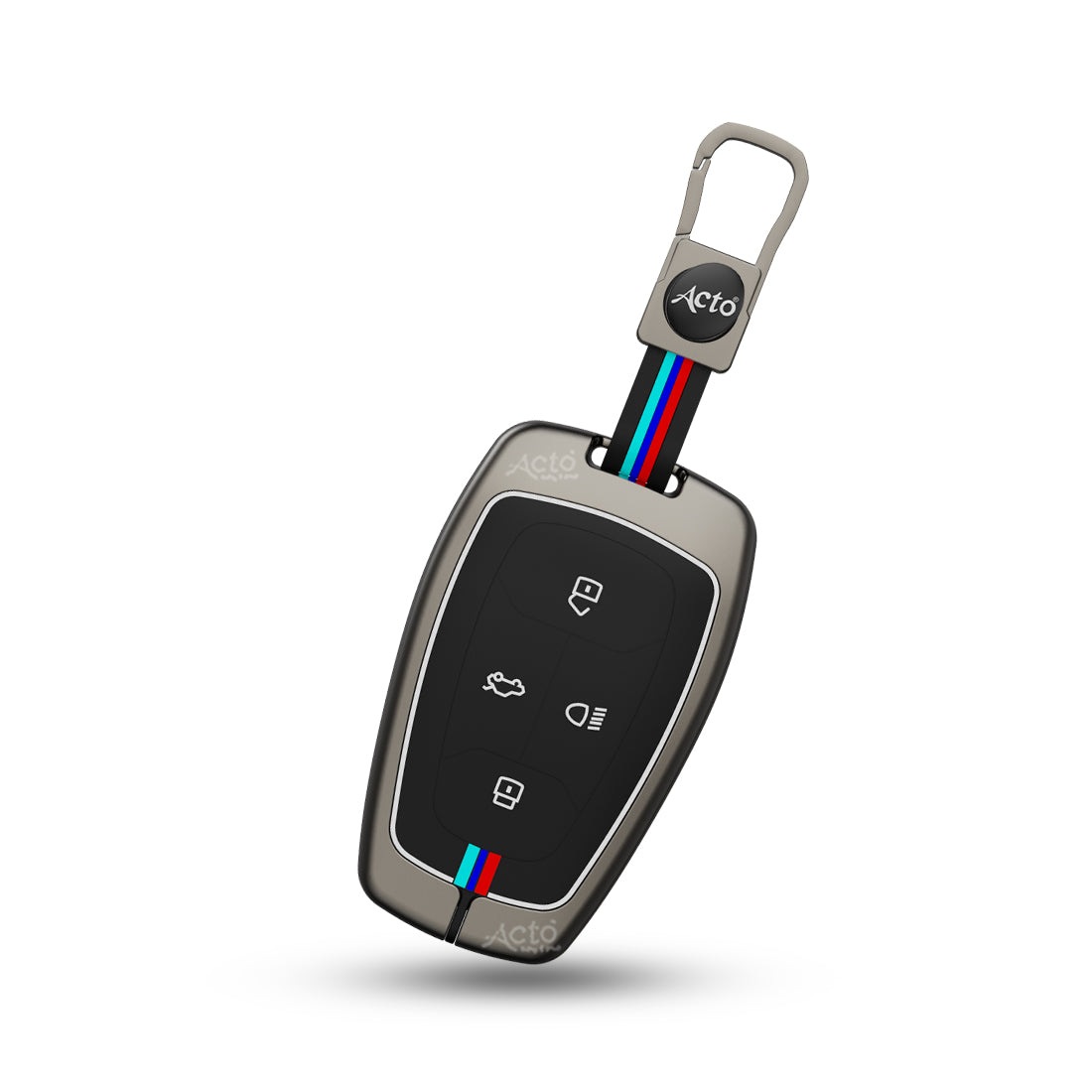 Acto Metal Sapphire Key Cover and Key chain Compatible with Tata Altroz I Harrier I Nexon Pack of 1 Set (Glow in the Night)