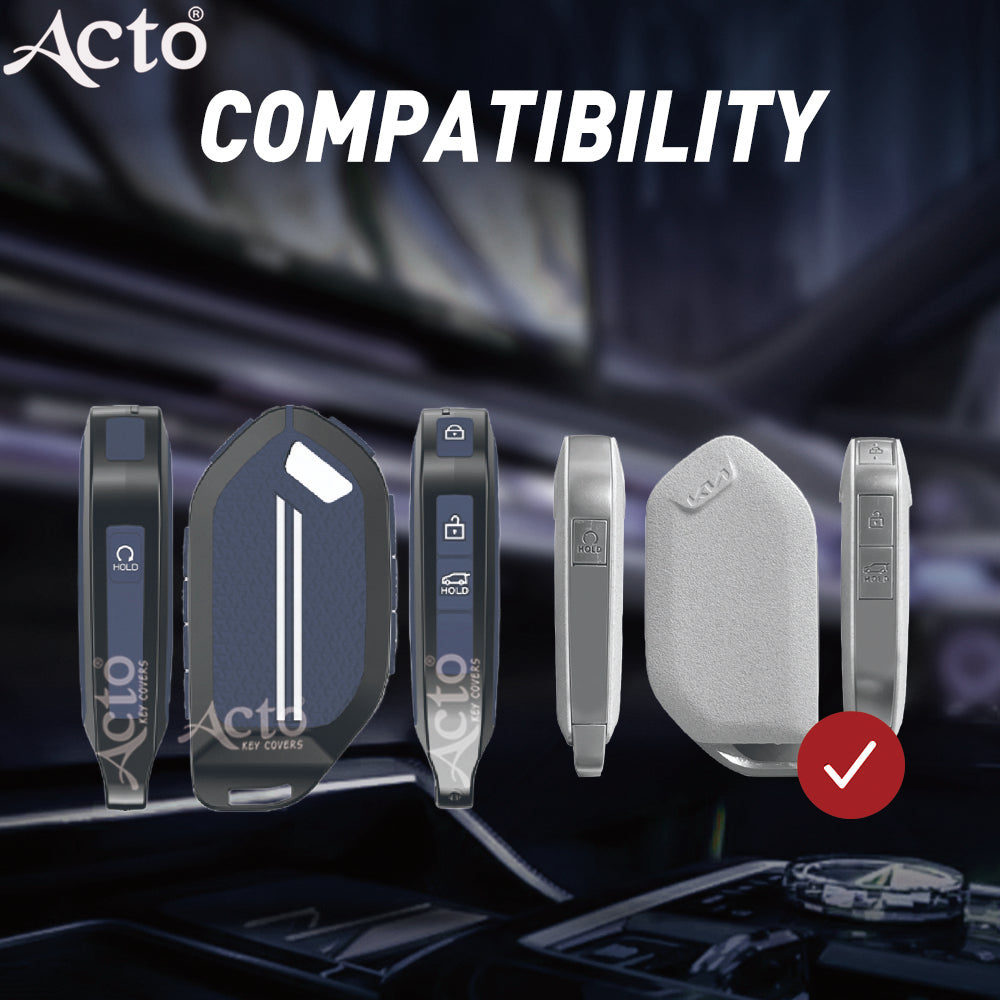 Acto Metal Sapphire Key Cover & Key Chain Compatible with Kia Syros 2025 & Seltos 2026 4-Button Smart Key | Premium Zinc Alloy Case | Glow in the Night Buttons | 360° Full Protection | Luxury Key Fob Cover | Pack of 1 Set