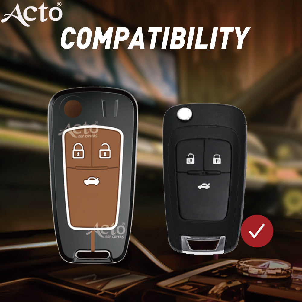 Acto Metal Sapphire Key Cover and Key chain Compatible with Chevrolet Cruze Pack of 1 Set (Glow in the Night)