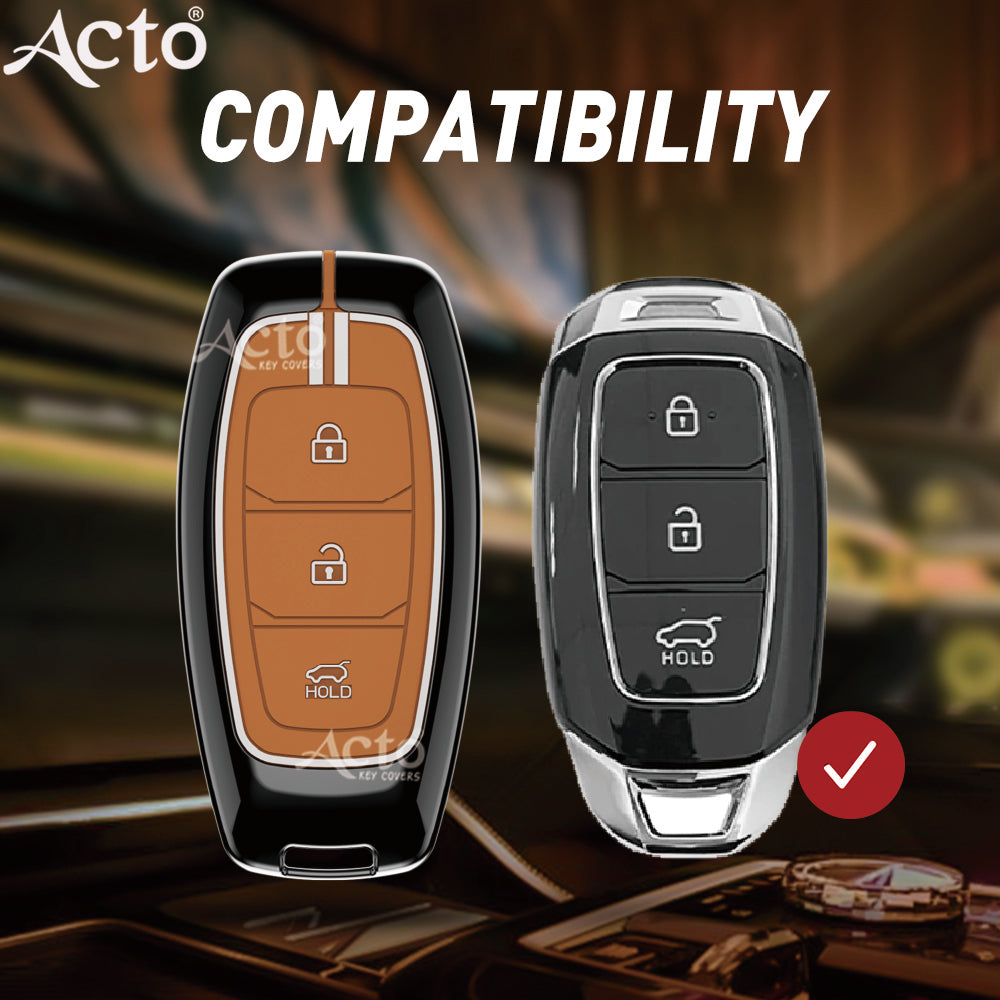 Acto Metal Sapphire Key Cover and Key chain Compatible with Hyundai Kona electric I Verna Pack of 1 Set (Glow in the Night)