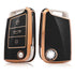 Acto TPU Gold Series Car Key Cover With Diamond Key Ring For Skoda Superb