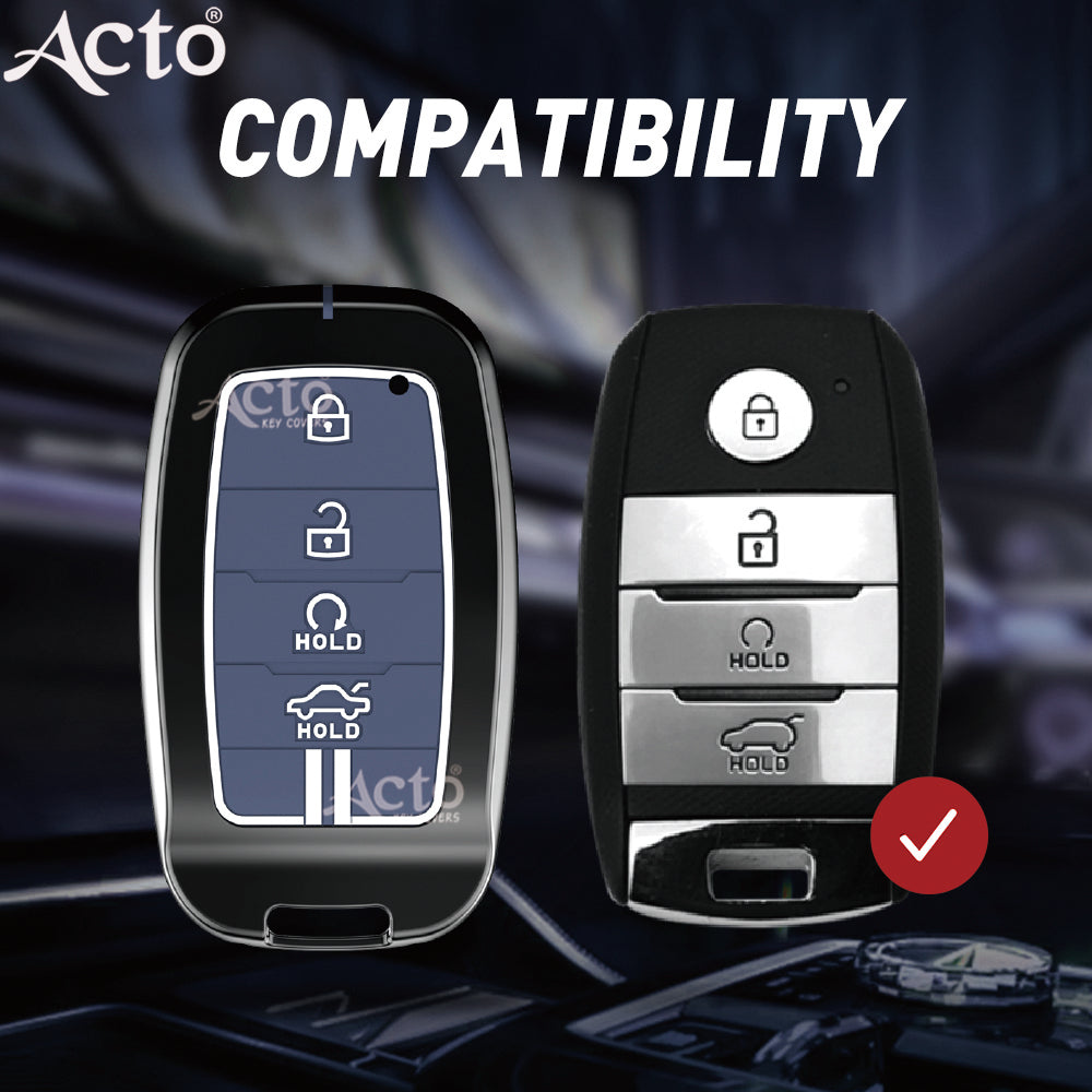 Acto Metal Sapphire Key Cover and Key chain Compatible with KIA Seltos & Sonet Pack of 1 Set (Glow in the Night)