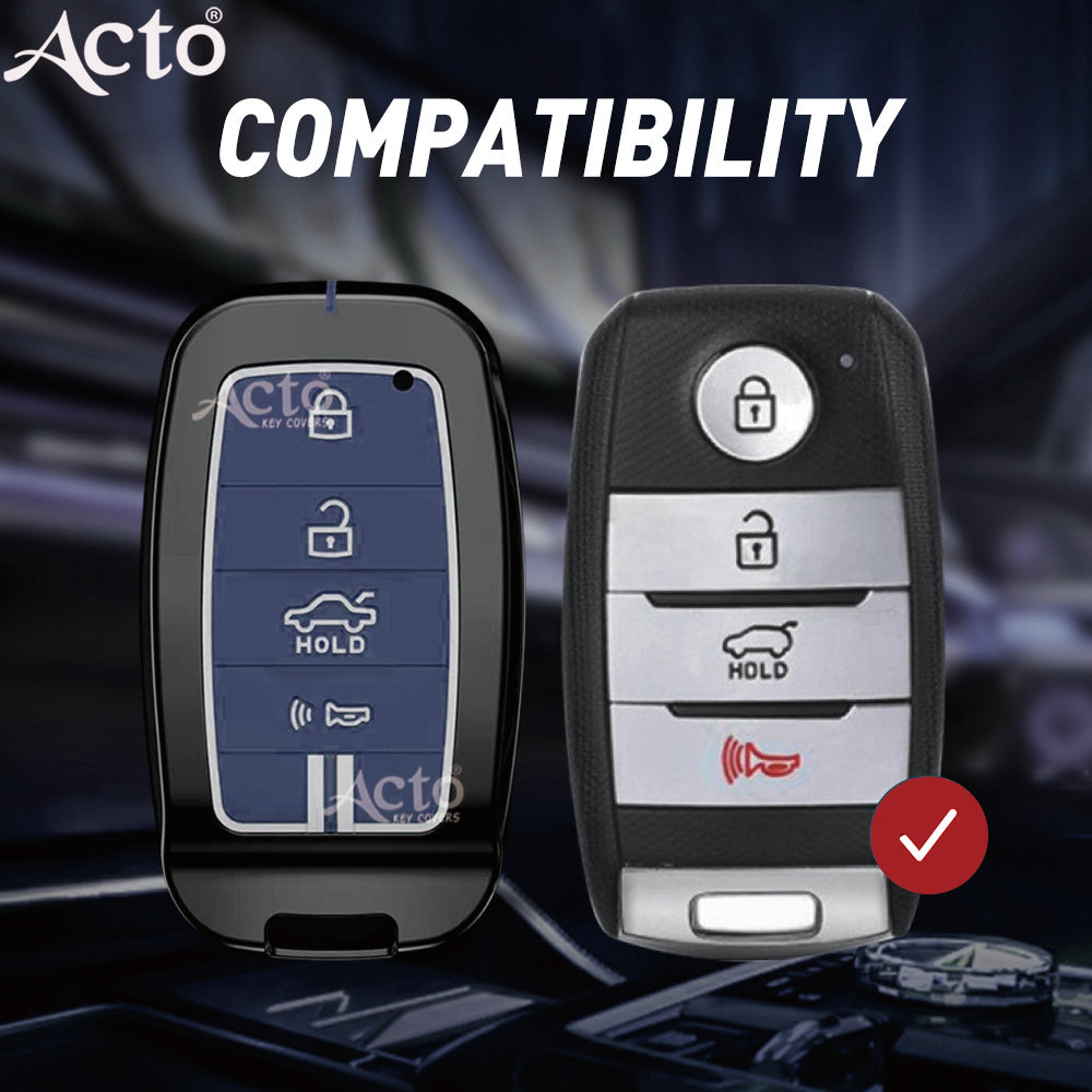 Acto Metal Sapphire Key Cover and Key chain Compatible with KIA Seltos & Sonet Pack of 1 Set (Glow in the Night)