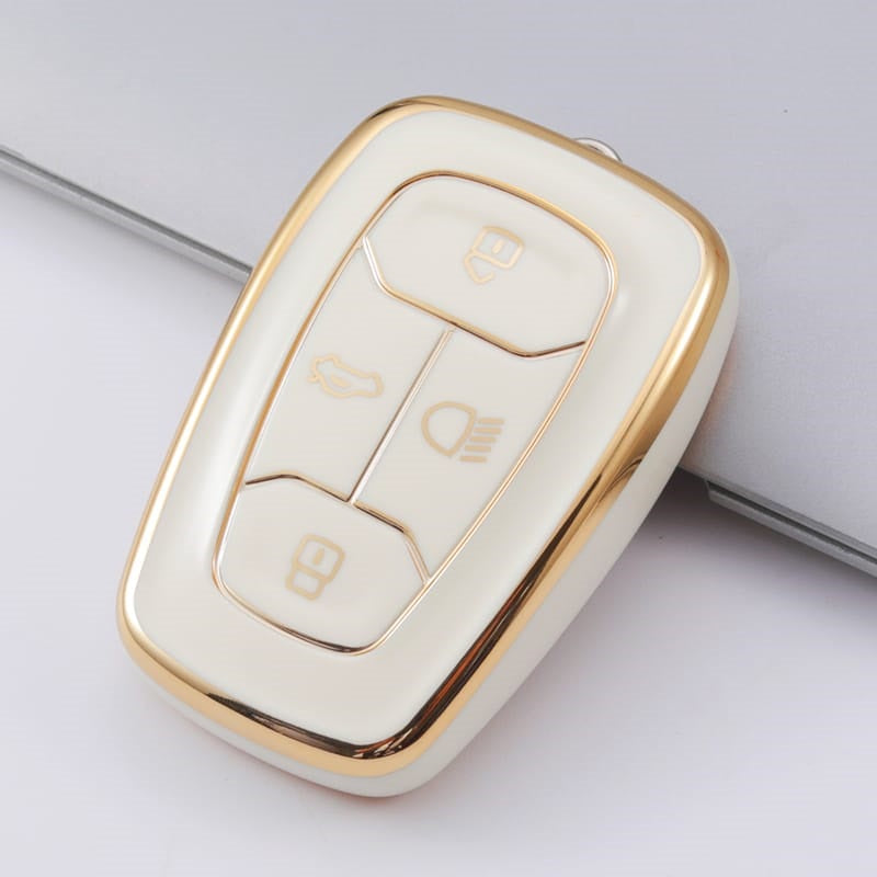 Acto TPU Gold Series Car Key Cover With TPU Gold Key Chain For TATA Tigor