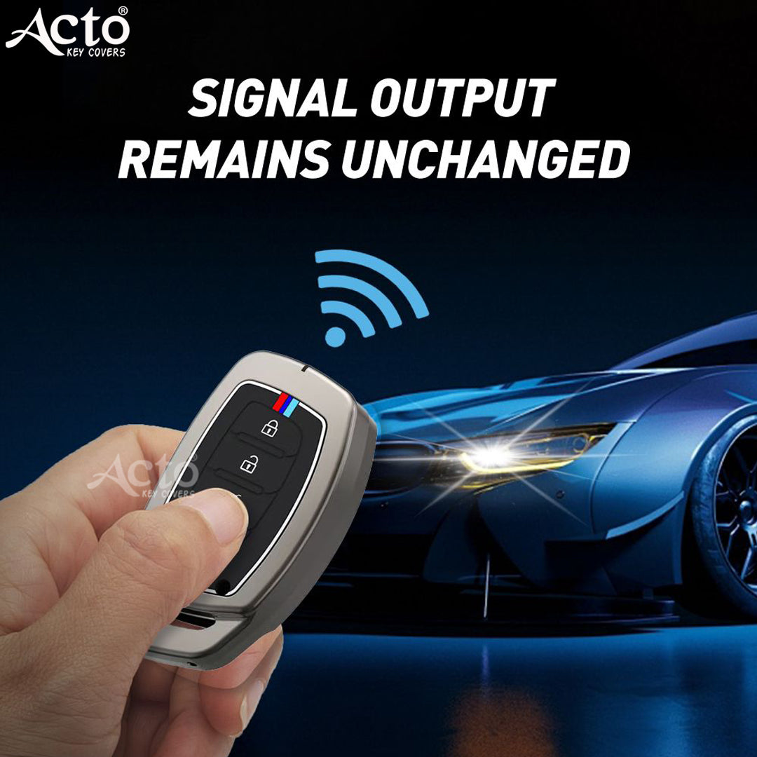 Acto Metal Sapphire Key Cover and Key chain Compatible with Hyundai Creta 2025 I Creta 2024 I Alacazar I Venue I Tucson Pack of 1 Set (Glow in the Night)