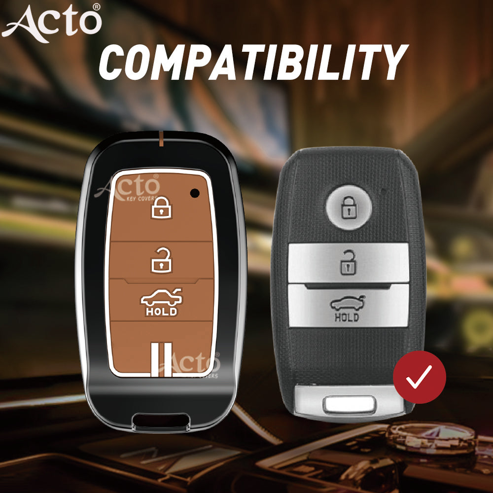 Acto Metal Sapphire Key Cover and Key chain KIA Seltos & Carens Compatible with  Pack of 1 Set (Glow in the Night)