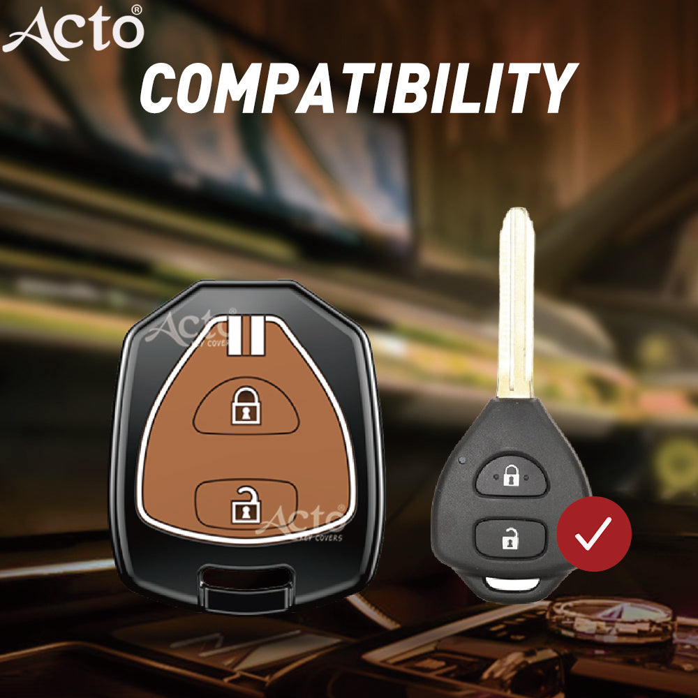 Acto Metal Sapphire Key Cover and Key chain Compatible with Toyota Camry, Corolla, Fortuner, Innova Pack of 1 Set (Glow in the Night)